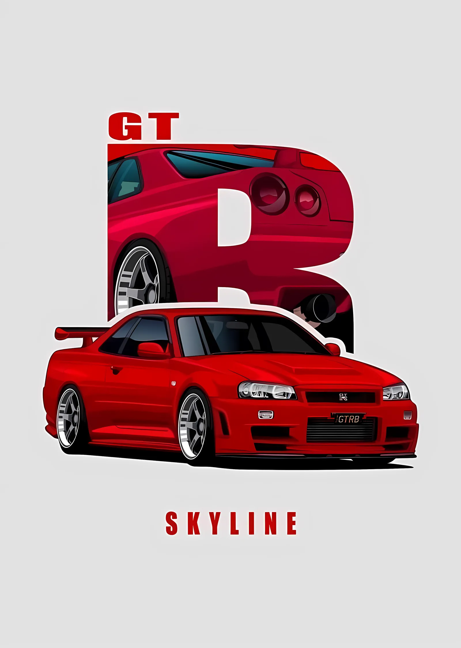 Nissan Skyline GT-R R34 - Kırmızı metal tablo