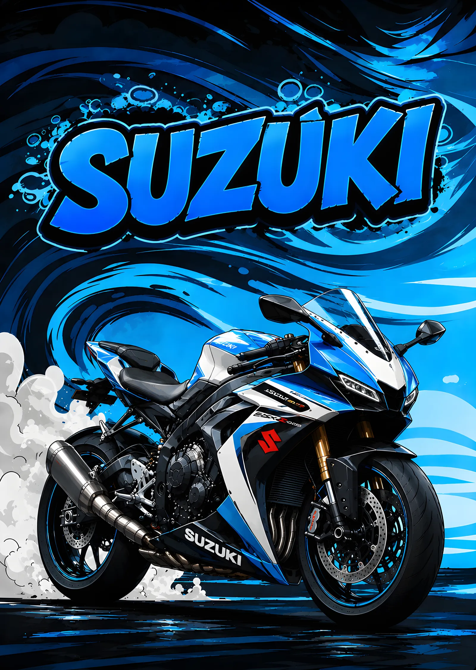 Suzuki GSX-R - Mavi Grafiti metal tablo