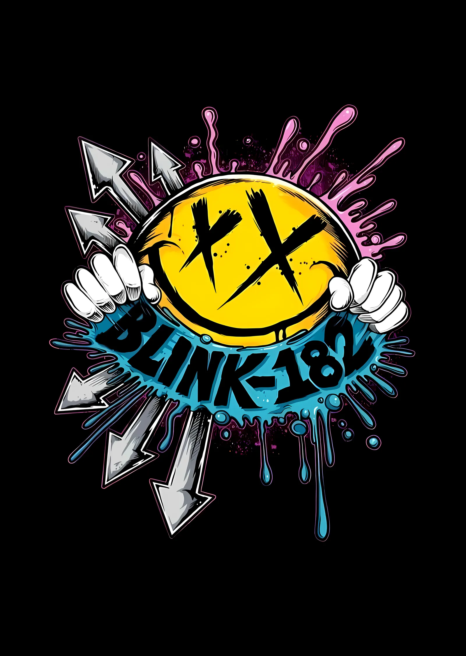Blink-182: Neon Gülen Yüz metal tablo
