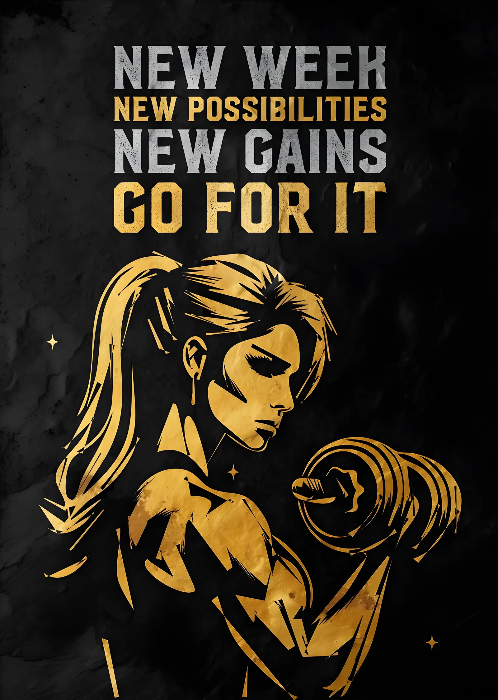 New Week New Possibilities - Altın Tonlu Antrenman metal tablo