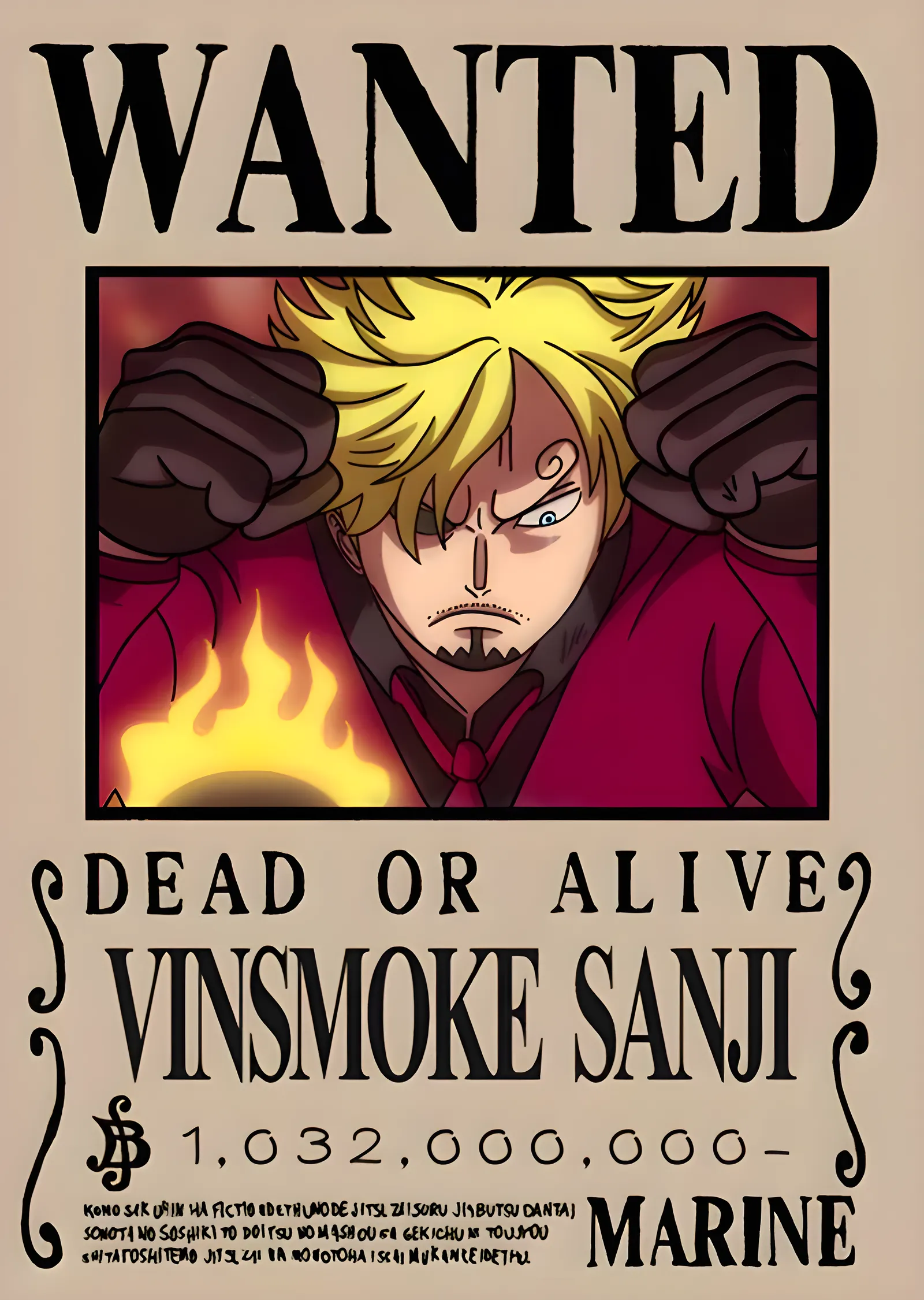 Vinsmoke Sanji: Korsan Avı metal tablo