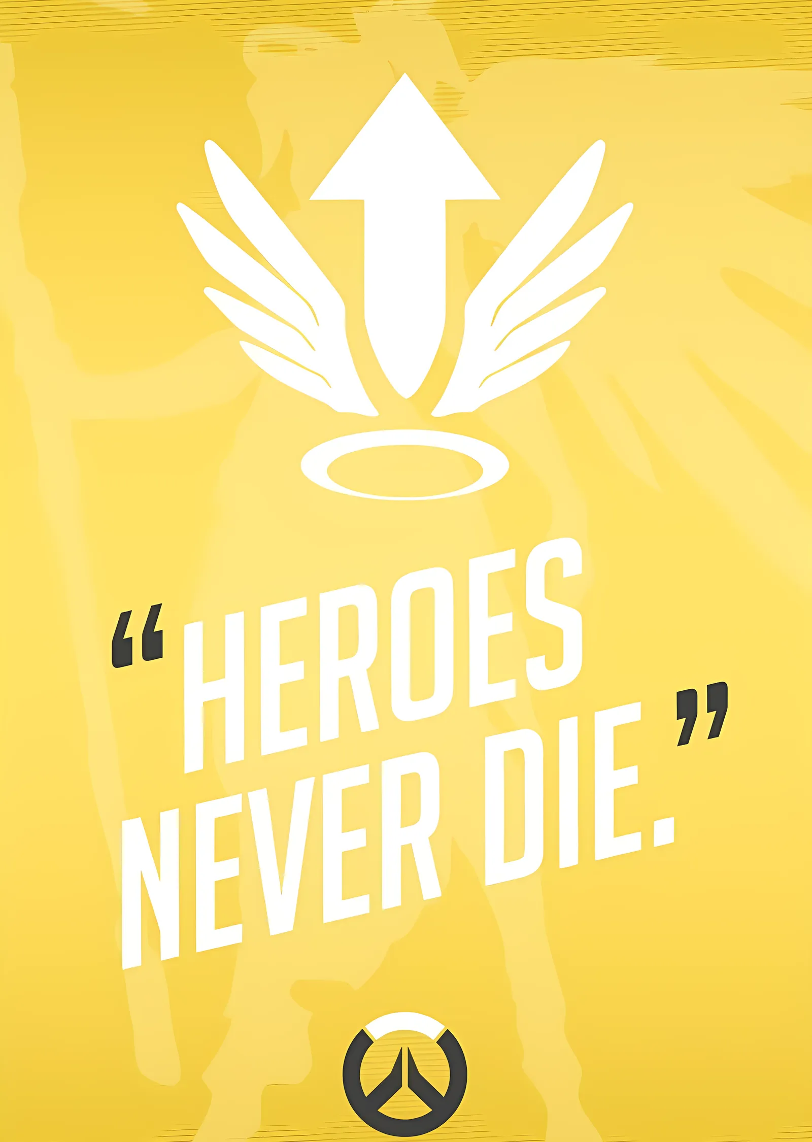 Mercy - Heroes Never Die: Sarı Zemin Amblem metal tablo