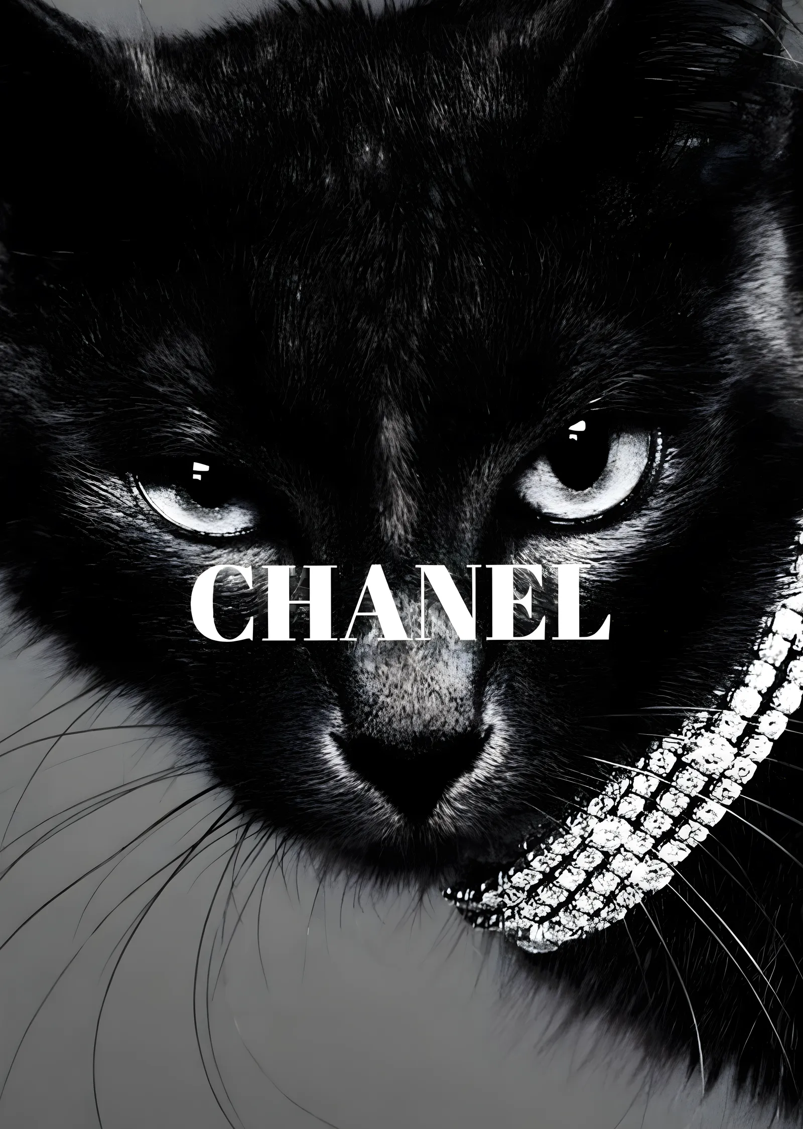 Chanel: Şık Kedi Portresi metal tablo