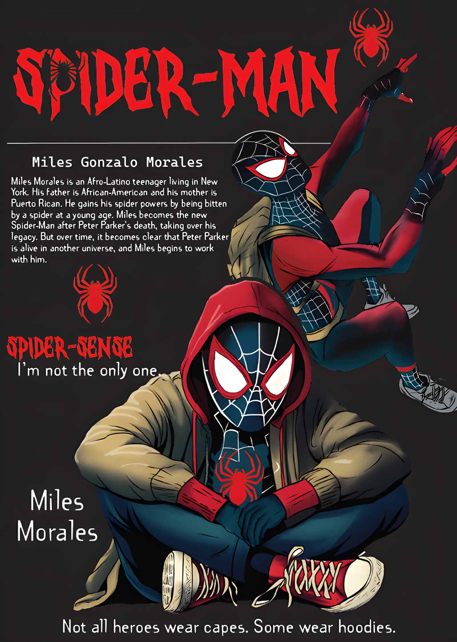 Miles Morales · Not All Heroes Wear Capes metal tablo