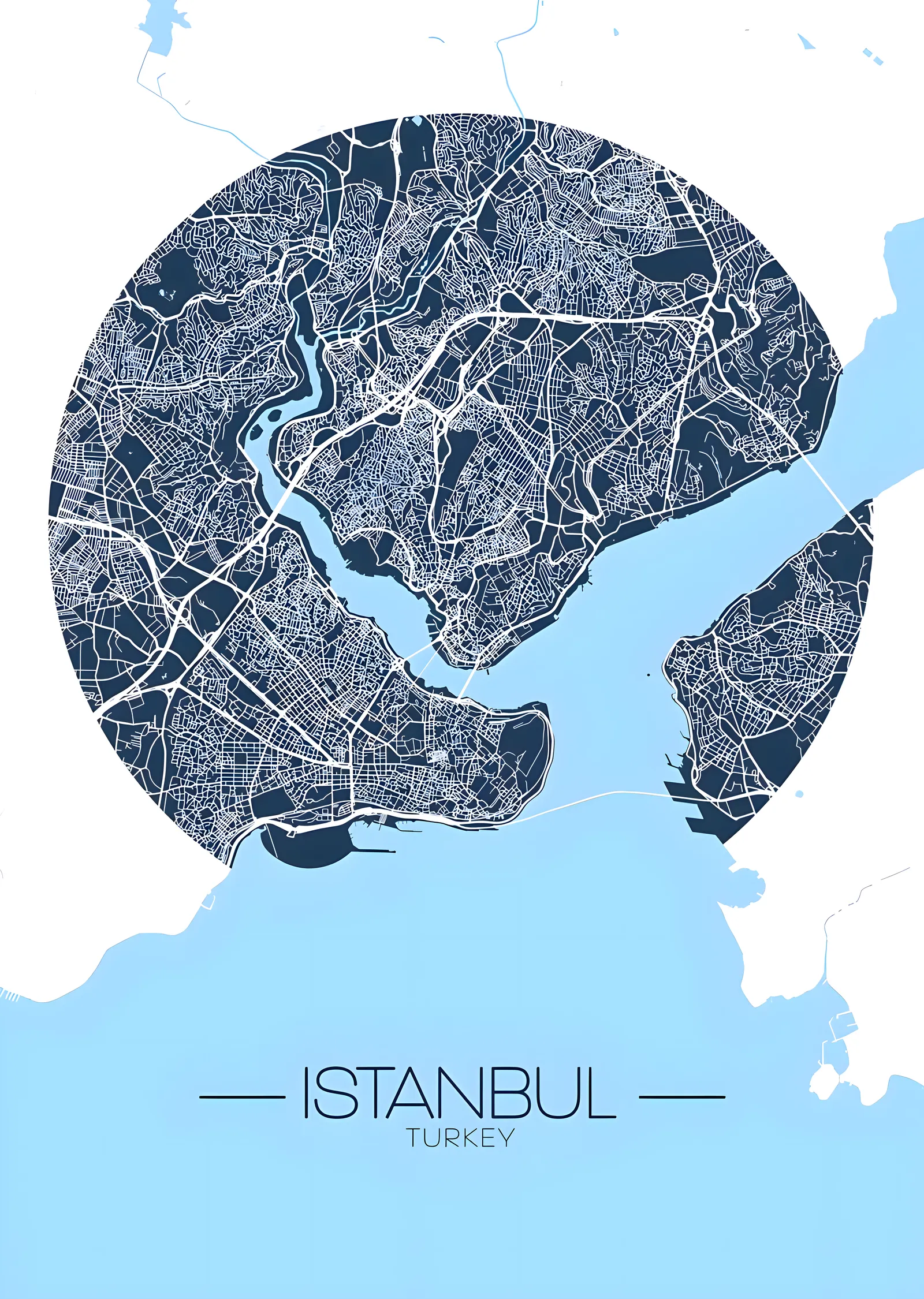İstanbul City Map metal tablo
