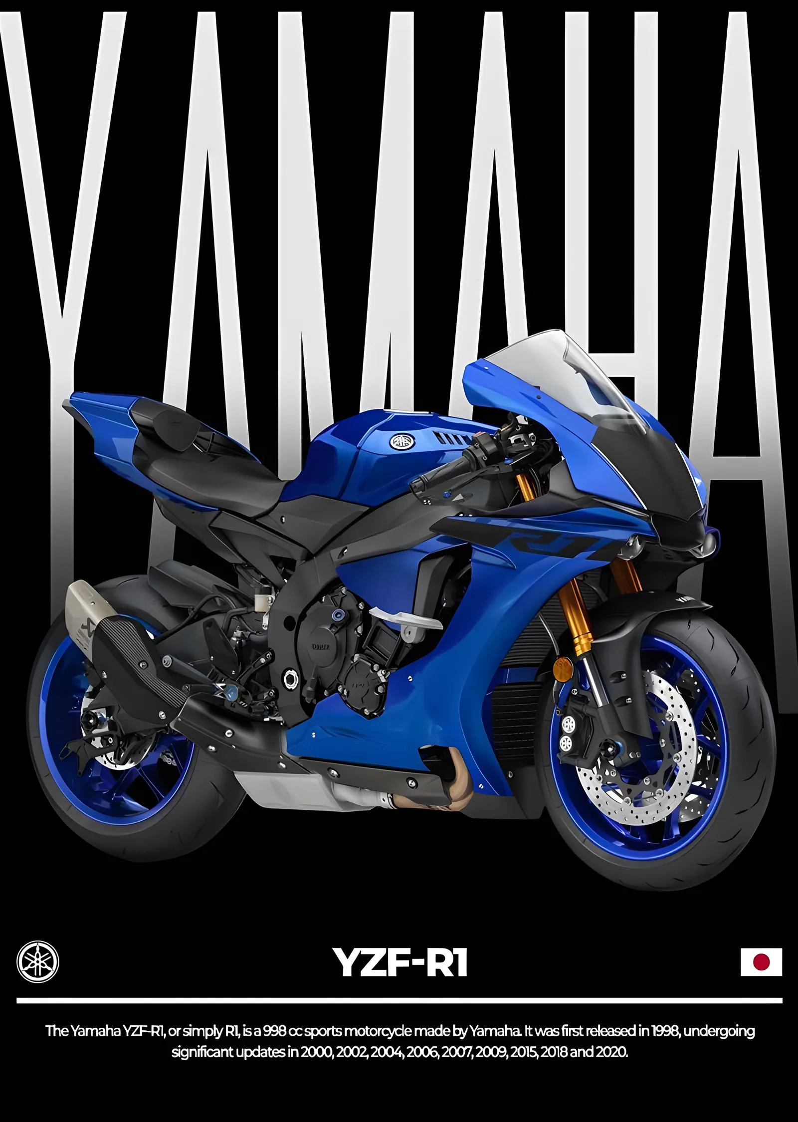 Yamaha YZF-R1 - Mavi Yarış Renkleri metal tablo