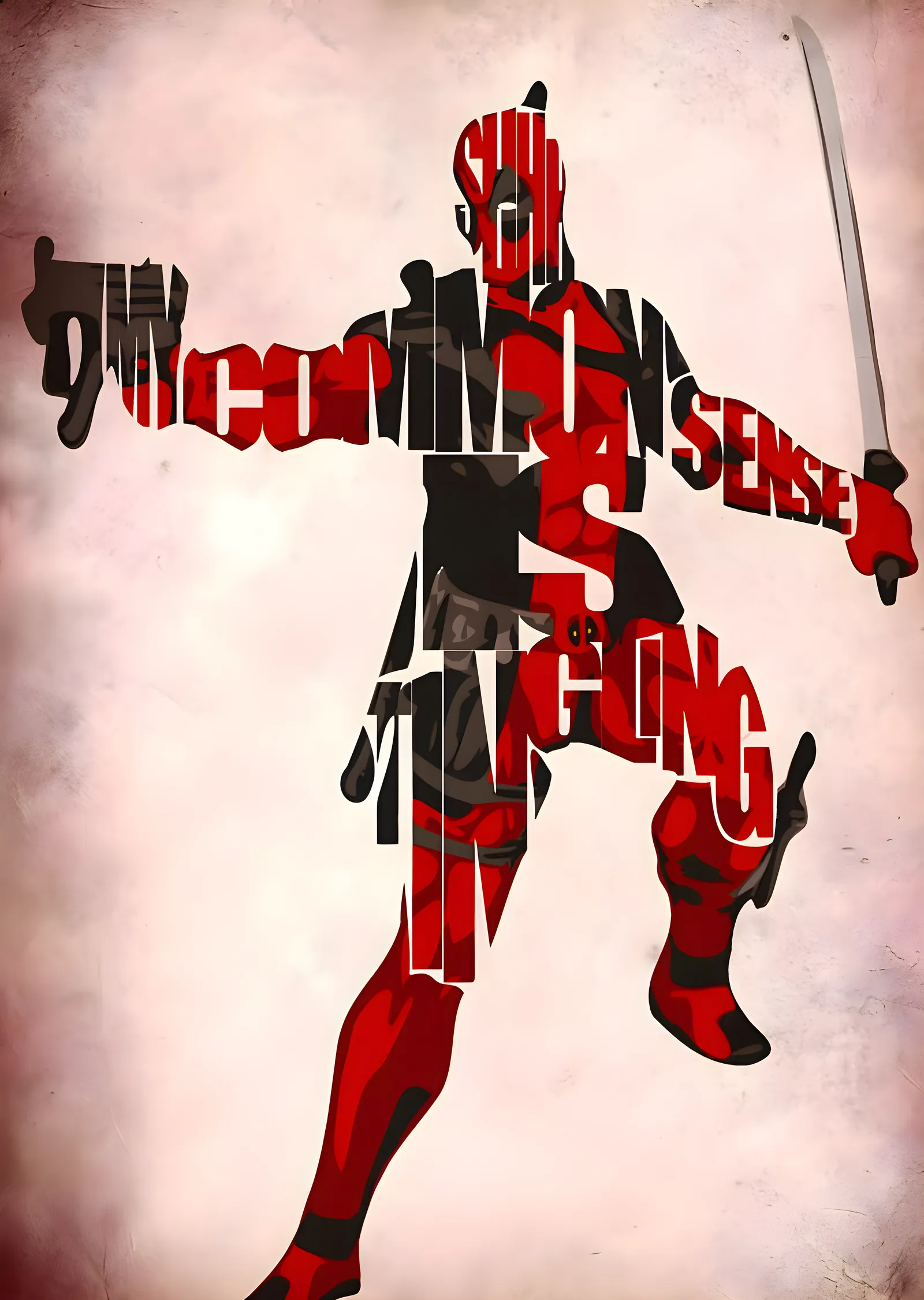 Deadpool: Tipografik Silüet metal tablo