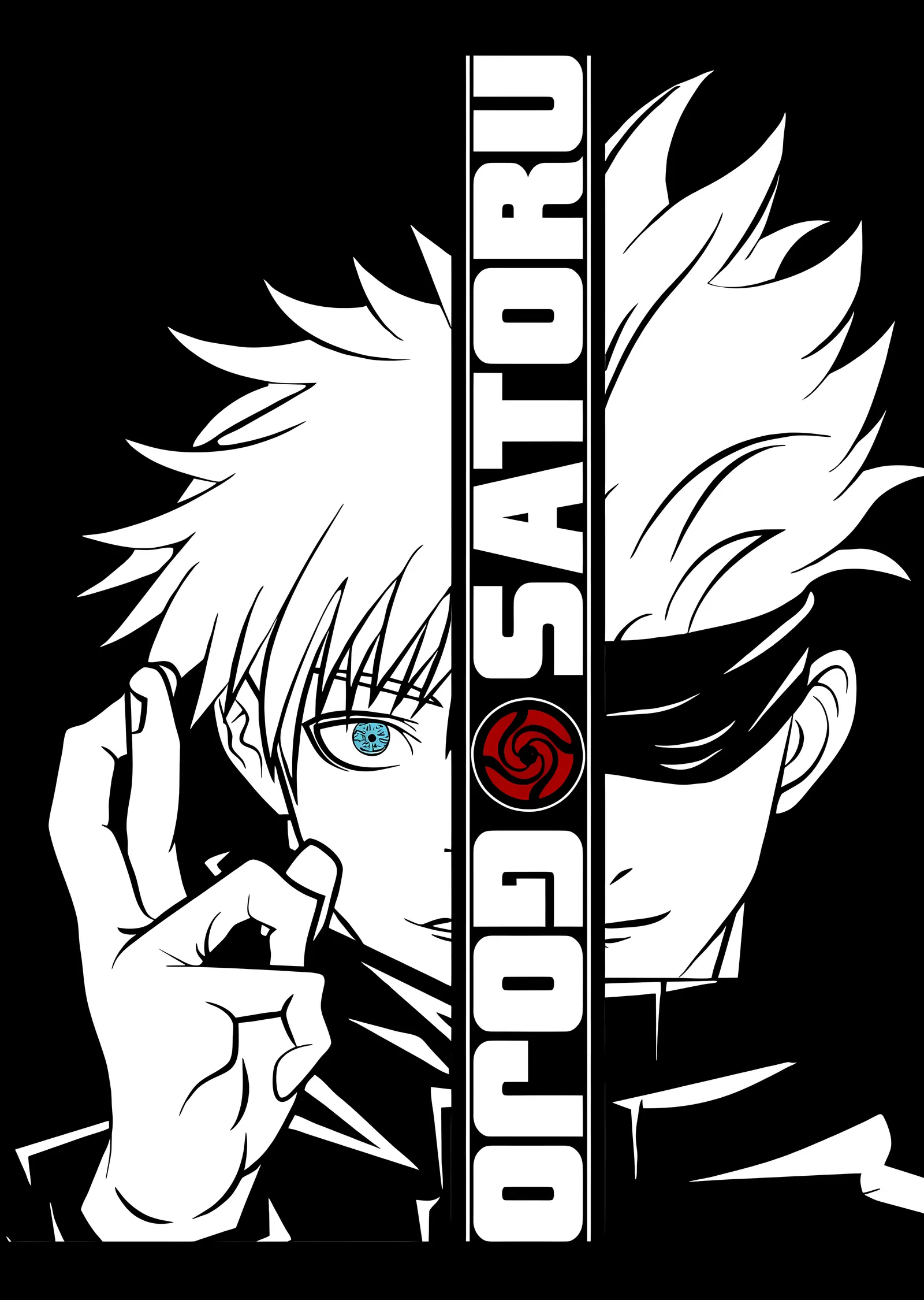 Gojo Satoru: Siyah Beyaz Anime Portre metal tablo