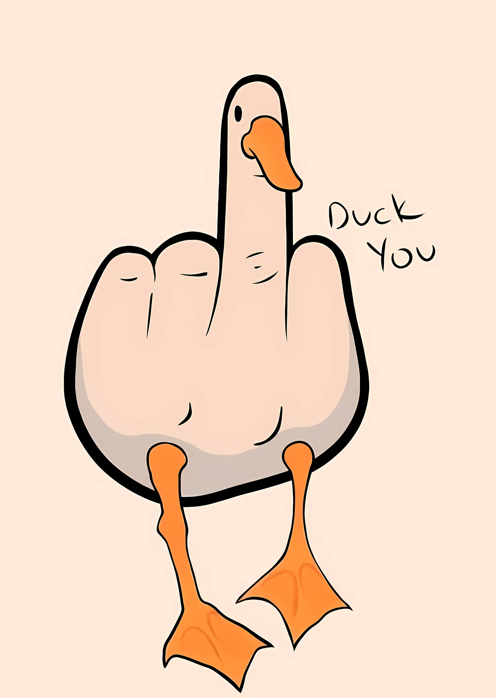 Duck You: Ördek Şeklinde El İşareti metal tablo