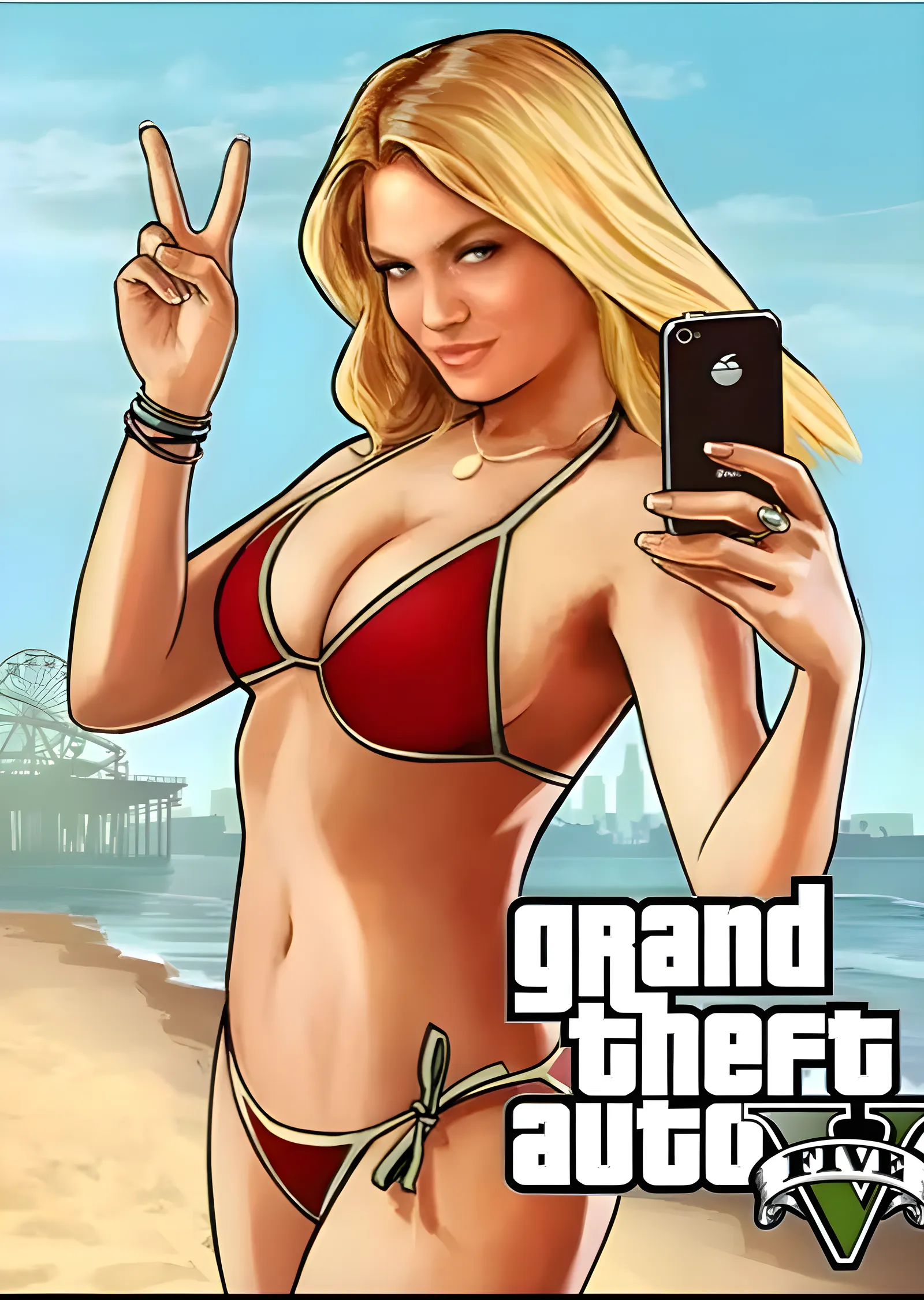 Grand Theft Auto V - Plaj Selfie metal tablo