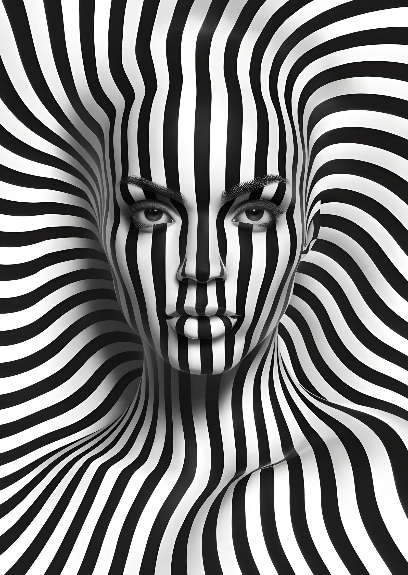 Op-Art: Çizgi Yüz metal tablo