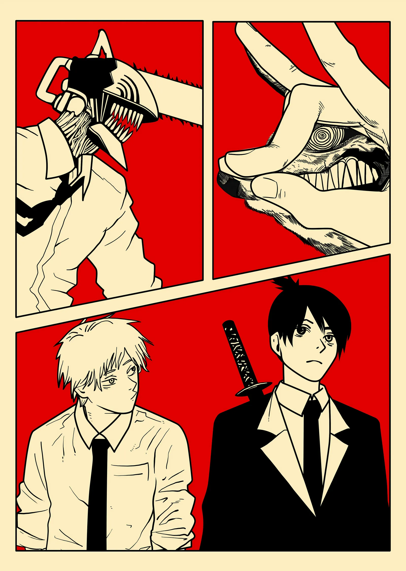 Chainsaw Man: Manga Panelleri metal tablo