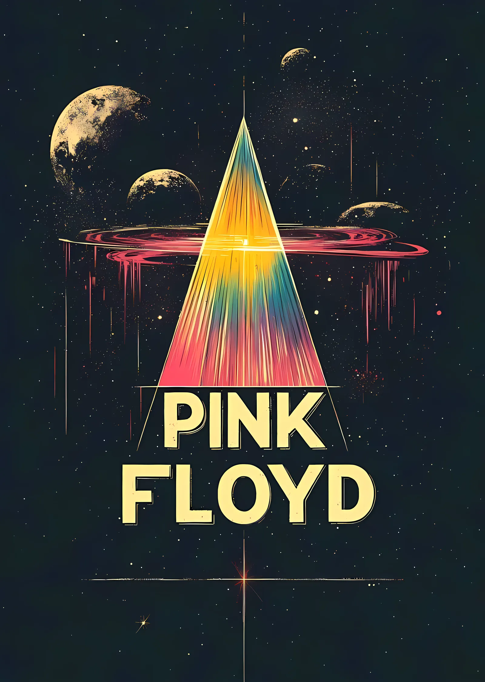 Pink Floyd - Uzaylı Gezegenler ve Prismatik Işık metal tablo
