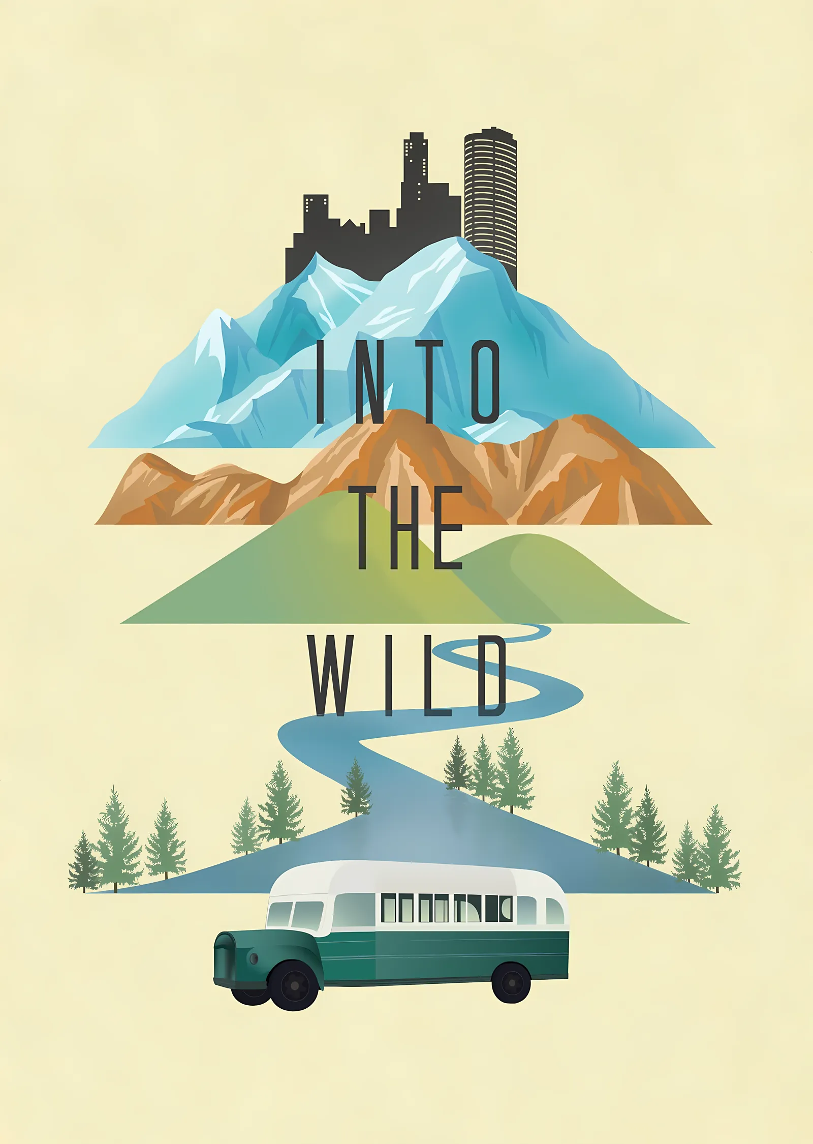 Into the Wild: Dağ ve Nehir metal tablo