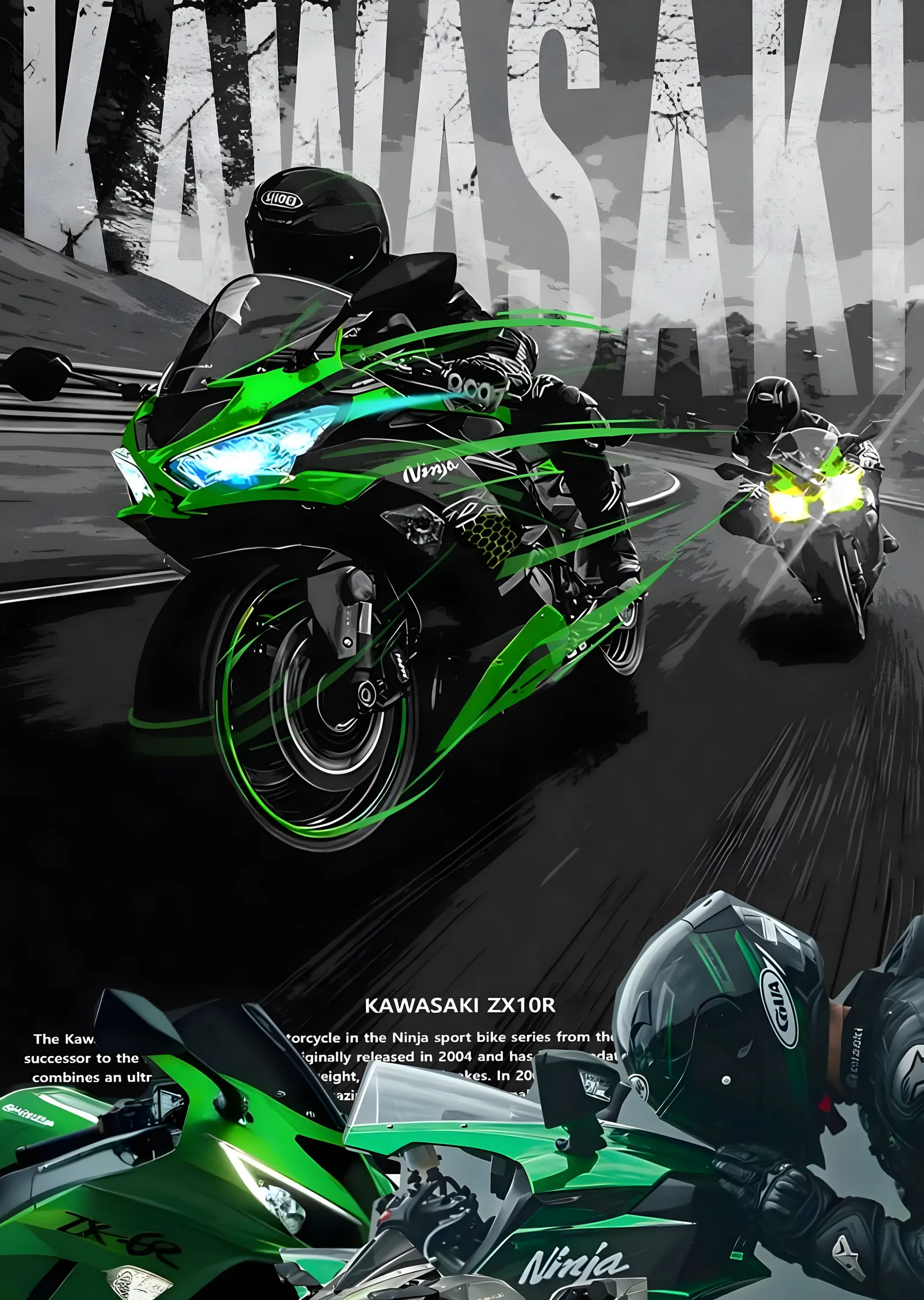 Kawasaki ZX10R: Pist metal tablo