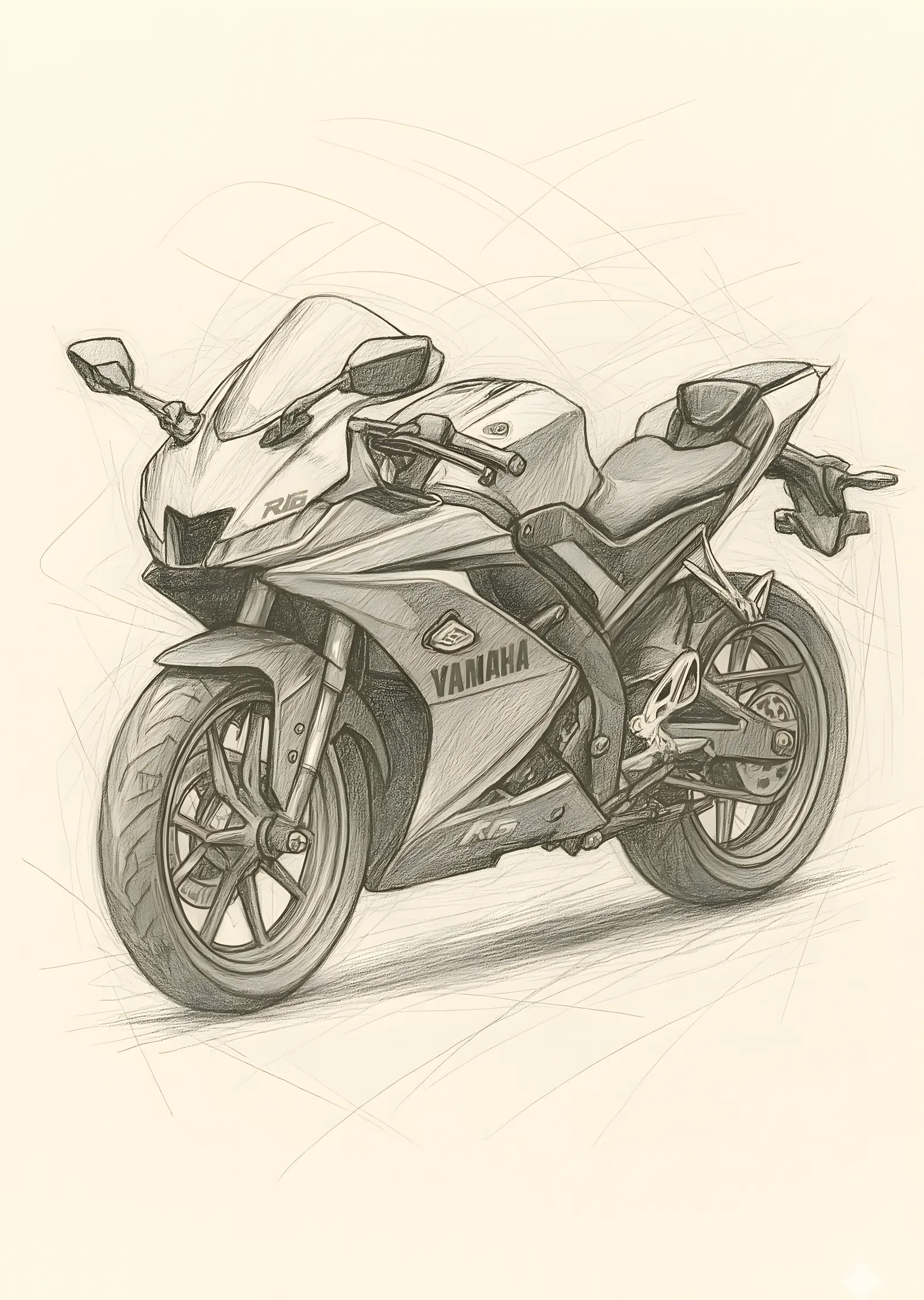 Yamaha Superbike - Kurşun Kalem Çizim metal tablo