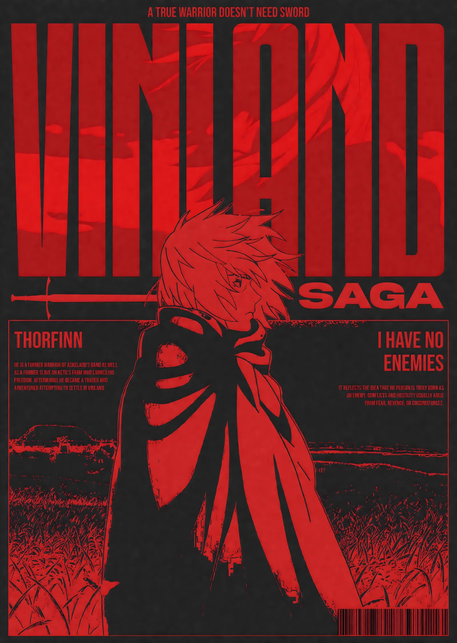 Vinland Saga - Kırmızı Silüet metal tablo