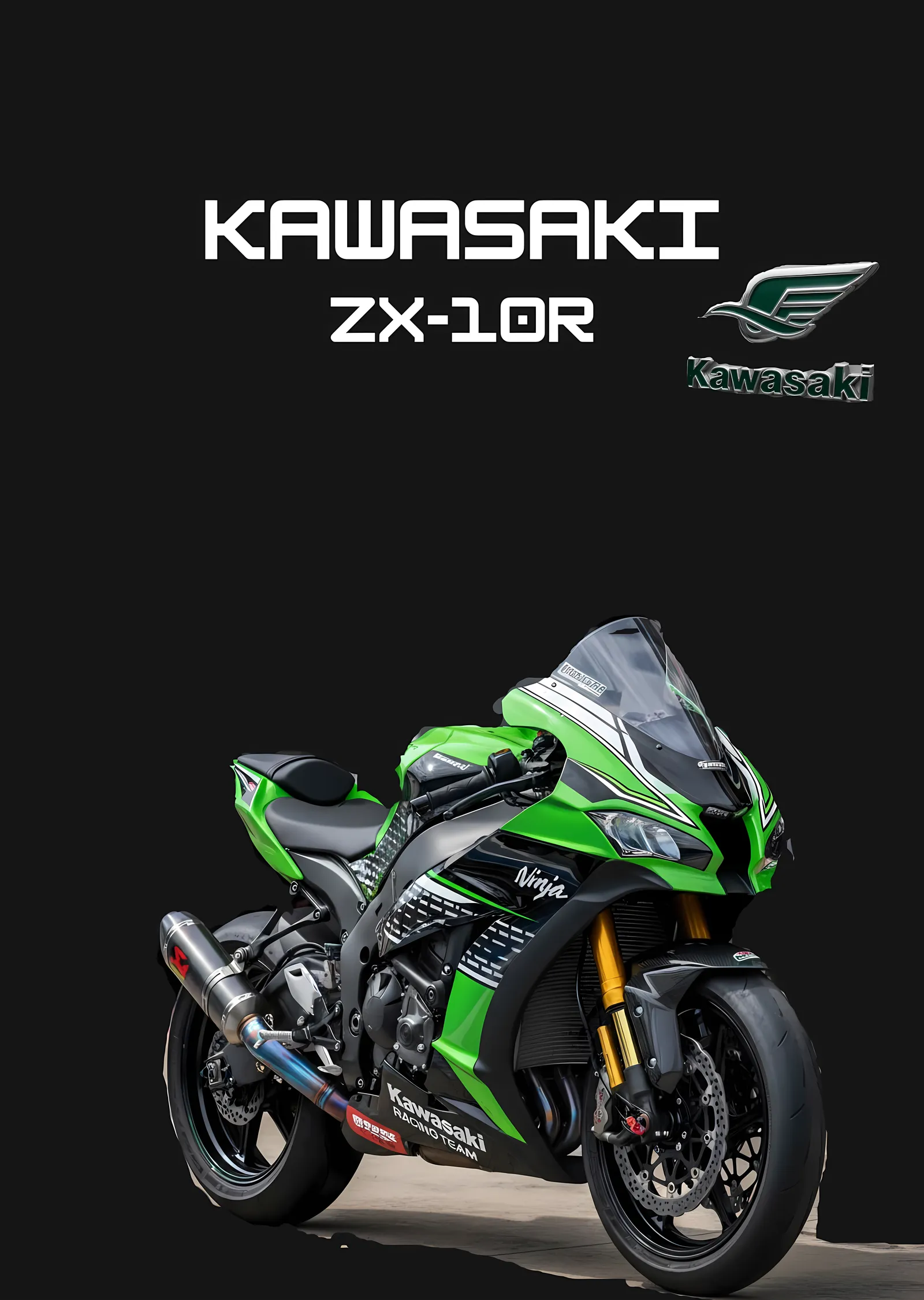 Kawasaki ZX-10R - Siyah Zemin metal tablo