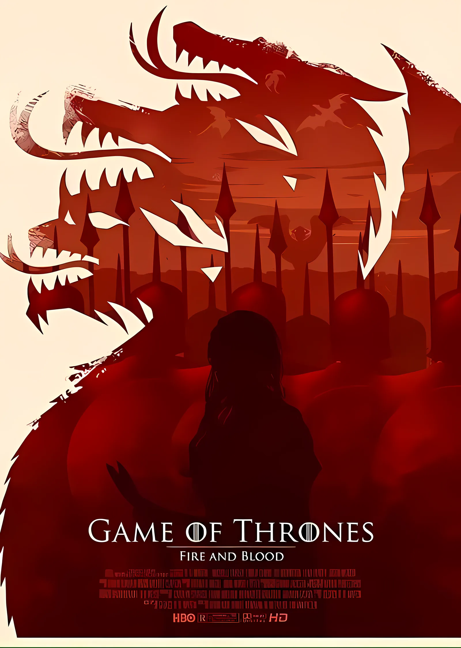 Game of Thrones: Fire and Blood - Kızıl Ejderha Silüeti metal tablo