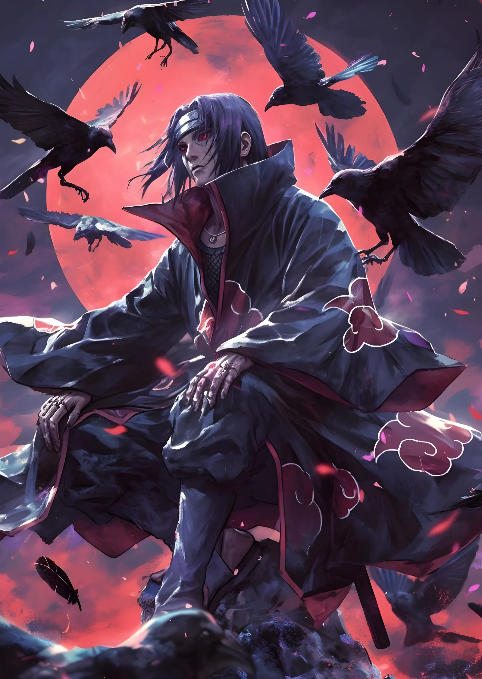 Naruto - Uchiha Itachi: Kızıl Ay Altında metal tablo