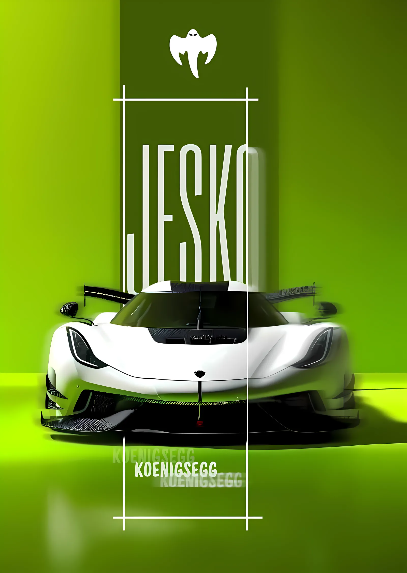 Koenigsegg Jesko: Beyaz Spor Araba metal tablo