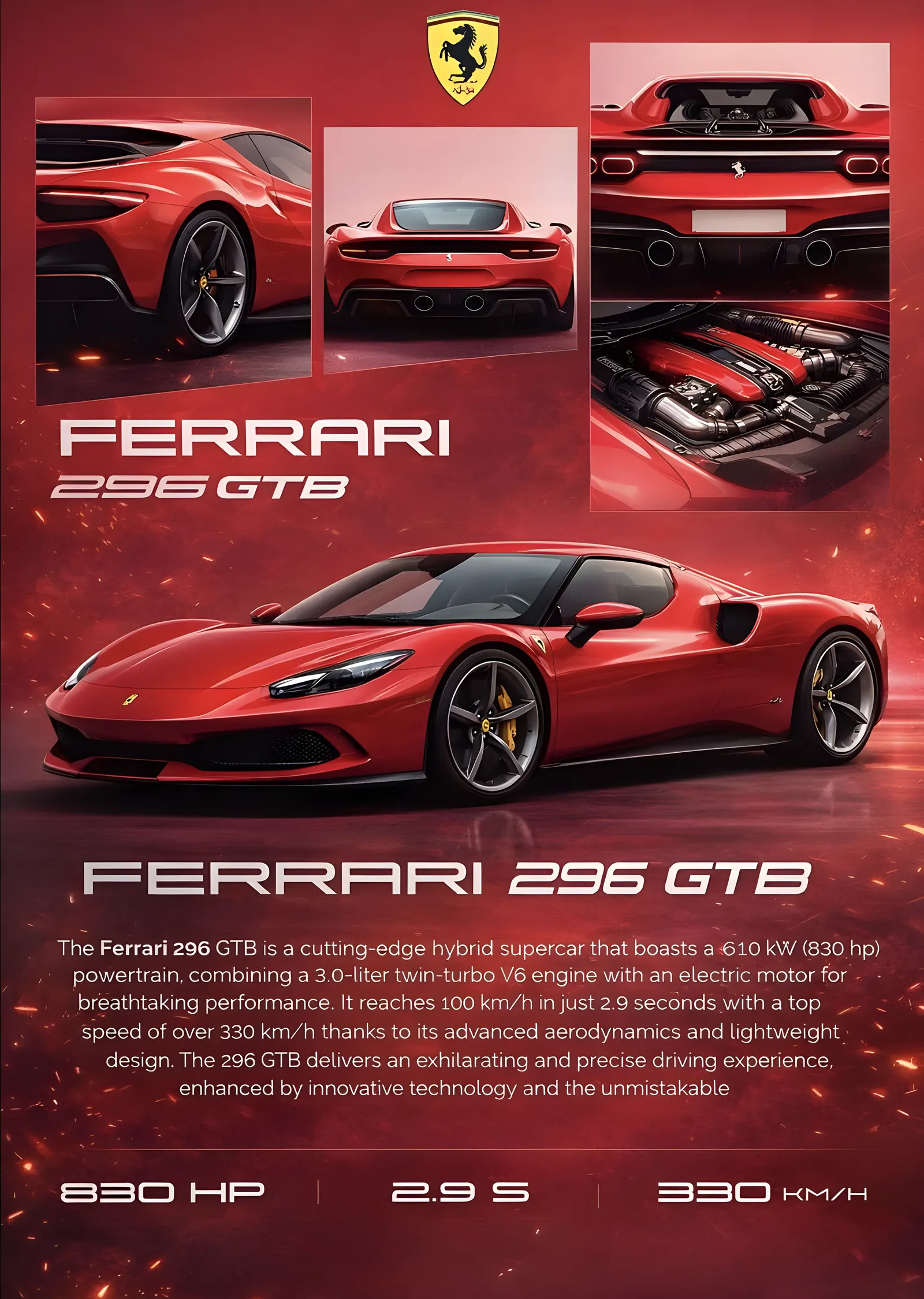 Ferrari 296 GTB metal tablo