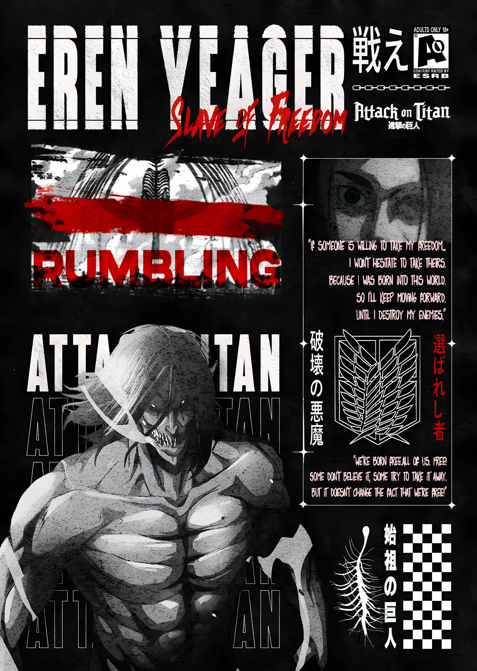 Eren Yeager: Rumbling metal tablo