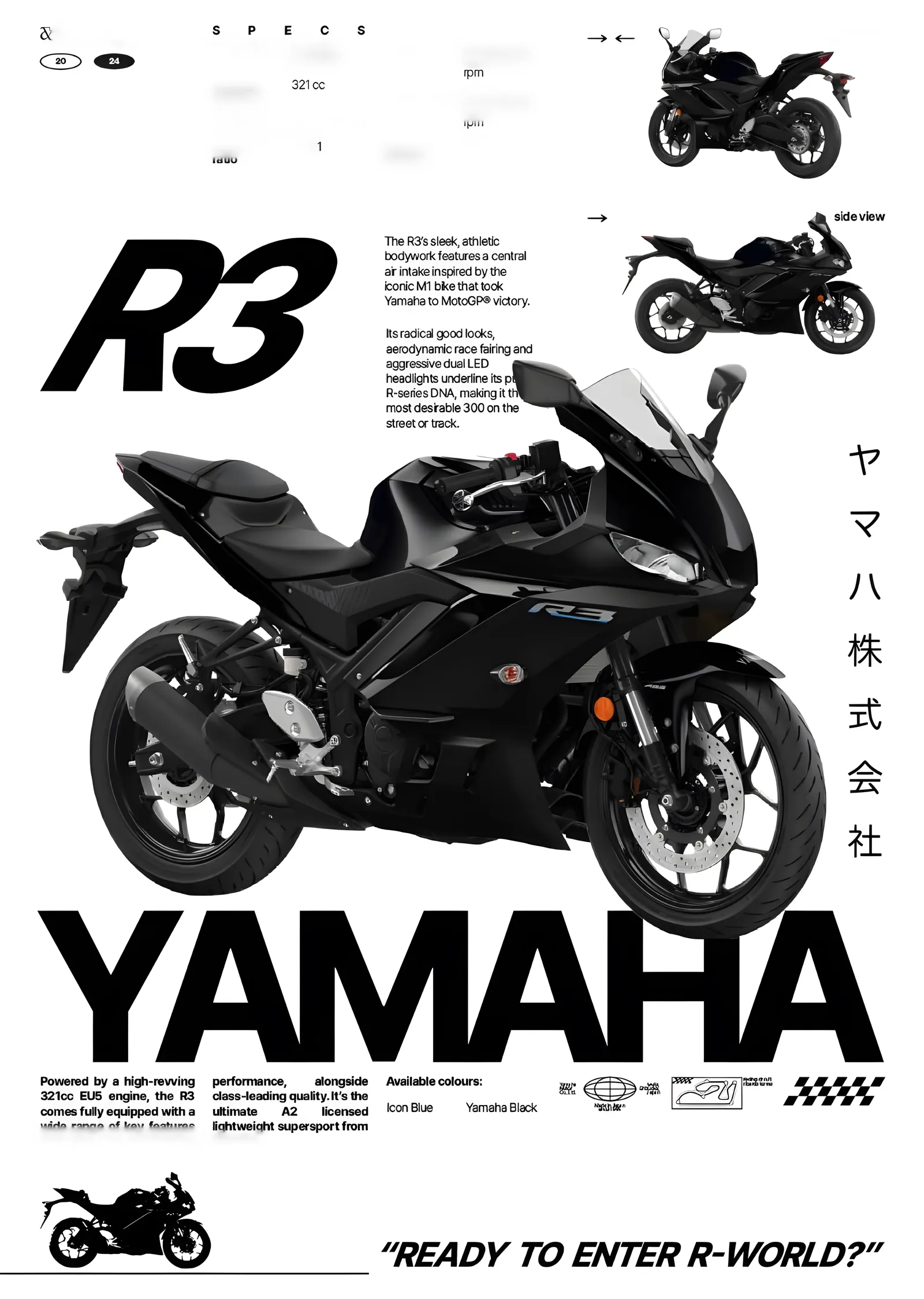 Yamaha R3 metal tablo