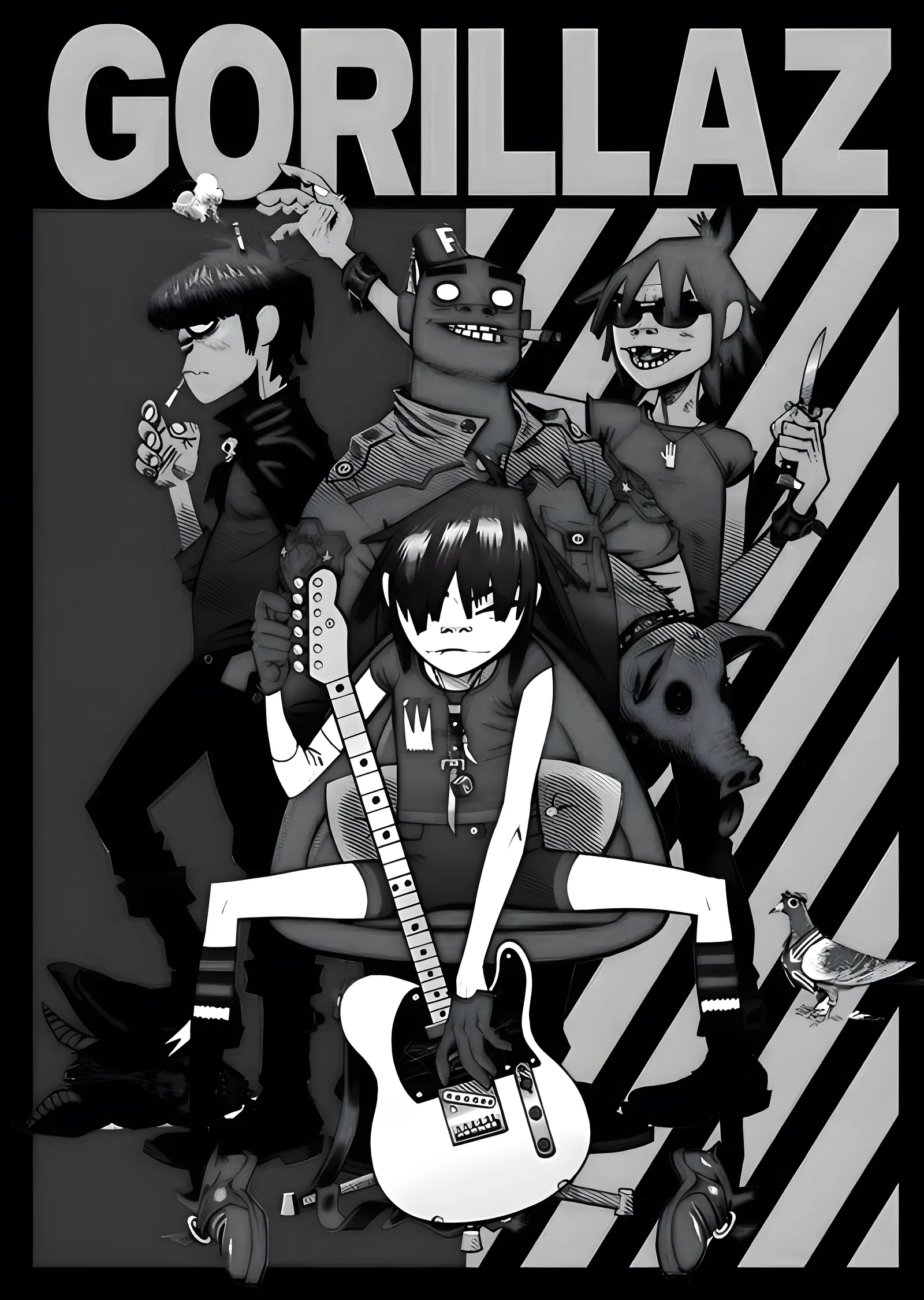 Gorillaz: Sanal Müzik Grubu metal tablo
