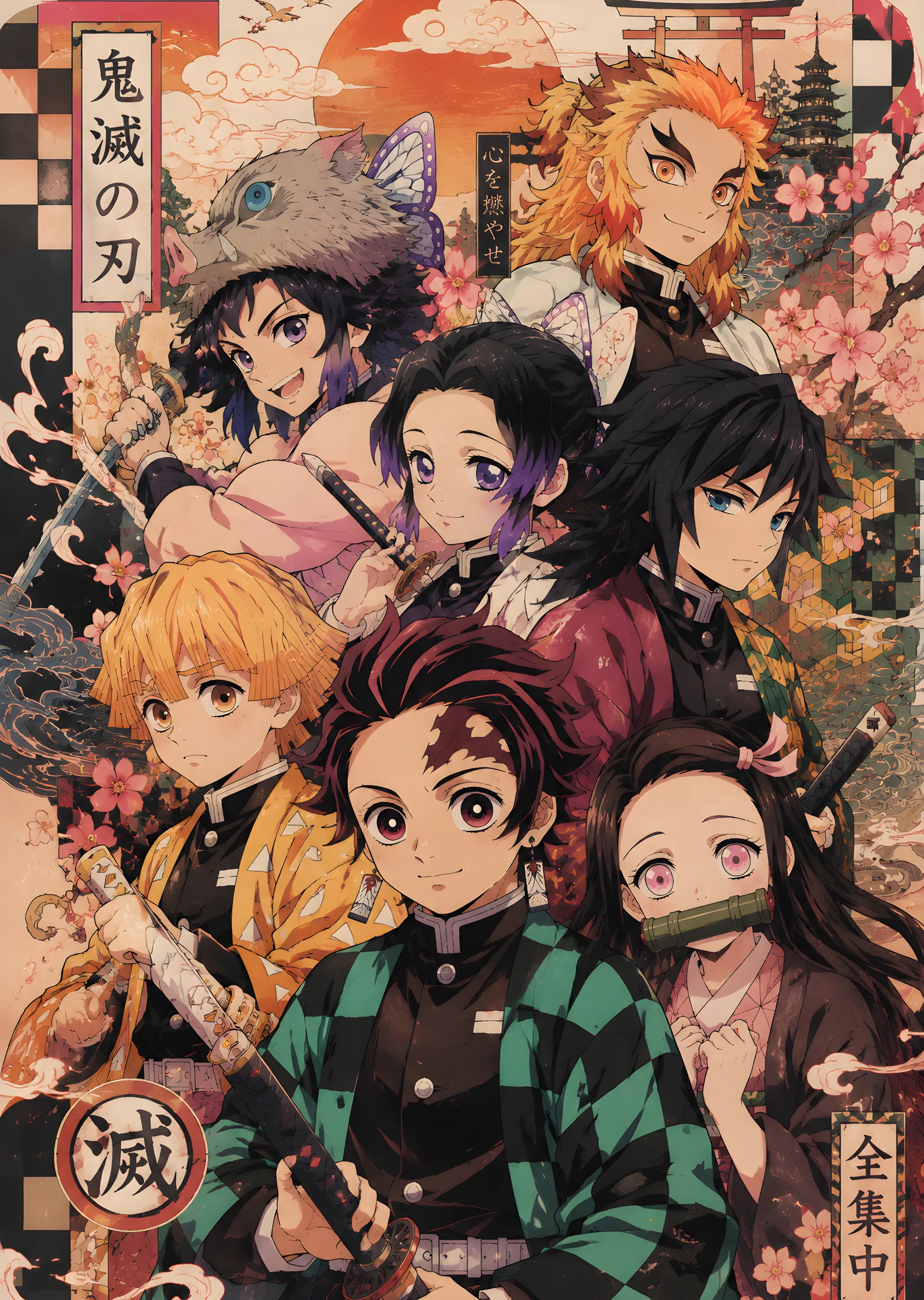 Kimetsu no Yaiba: Hashira Buluşması - Çiçekli Su Savaşı metal tablo