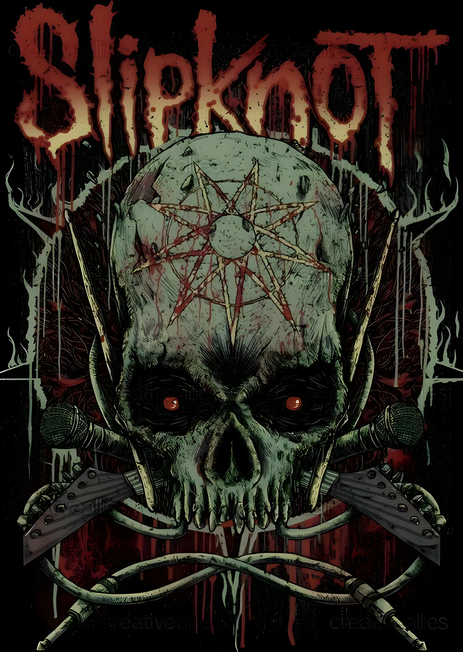 Slipknot: Karanlık ve Kaotik Kurukafa metal tablo