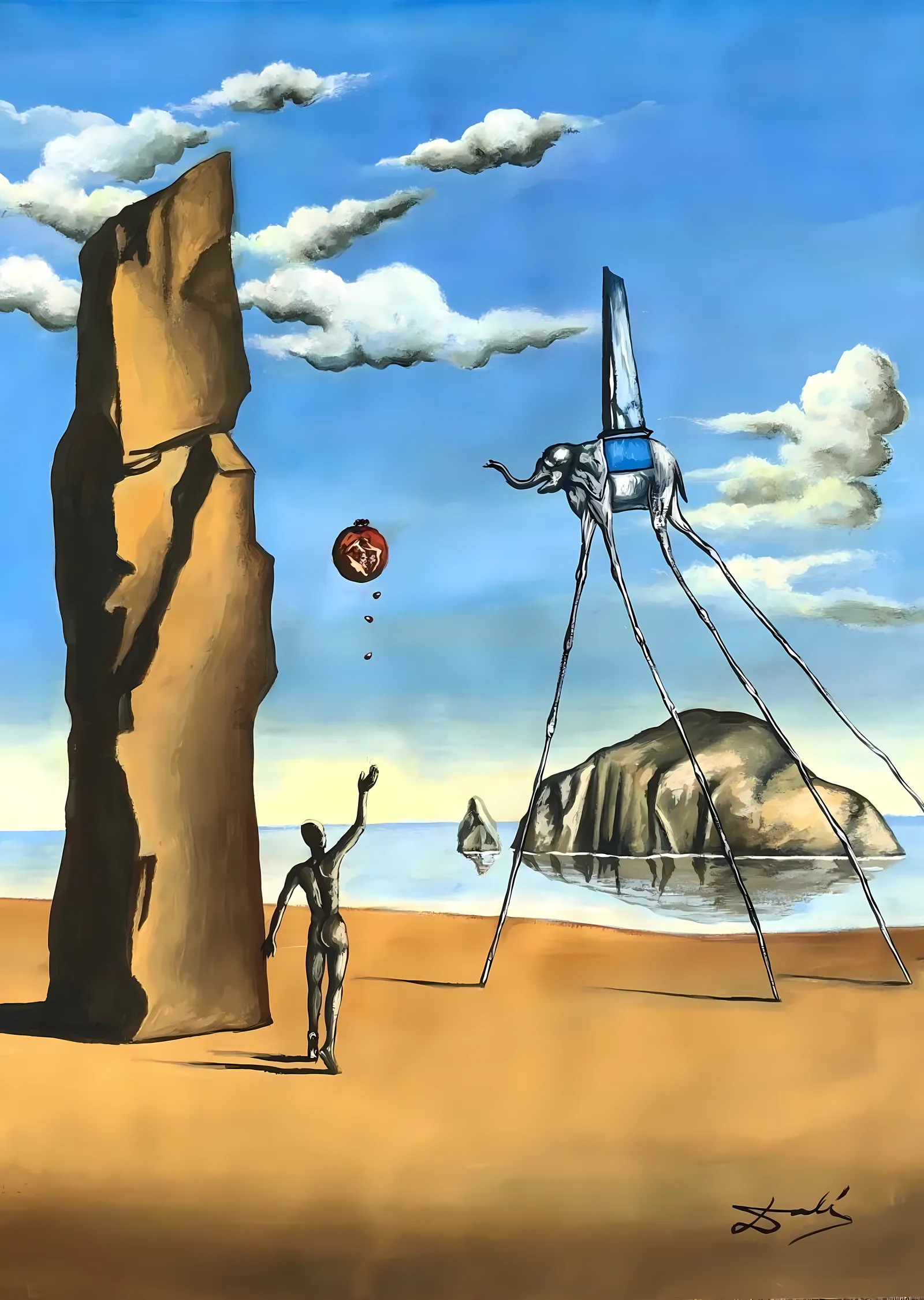 Salvador Dalí · Çölde Fil metal tablo