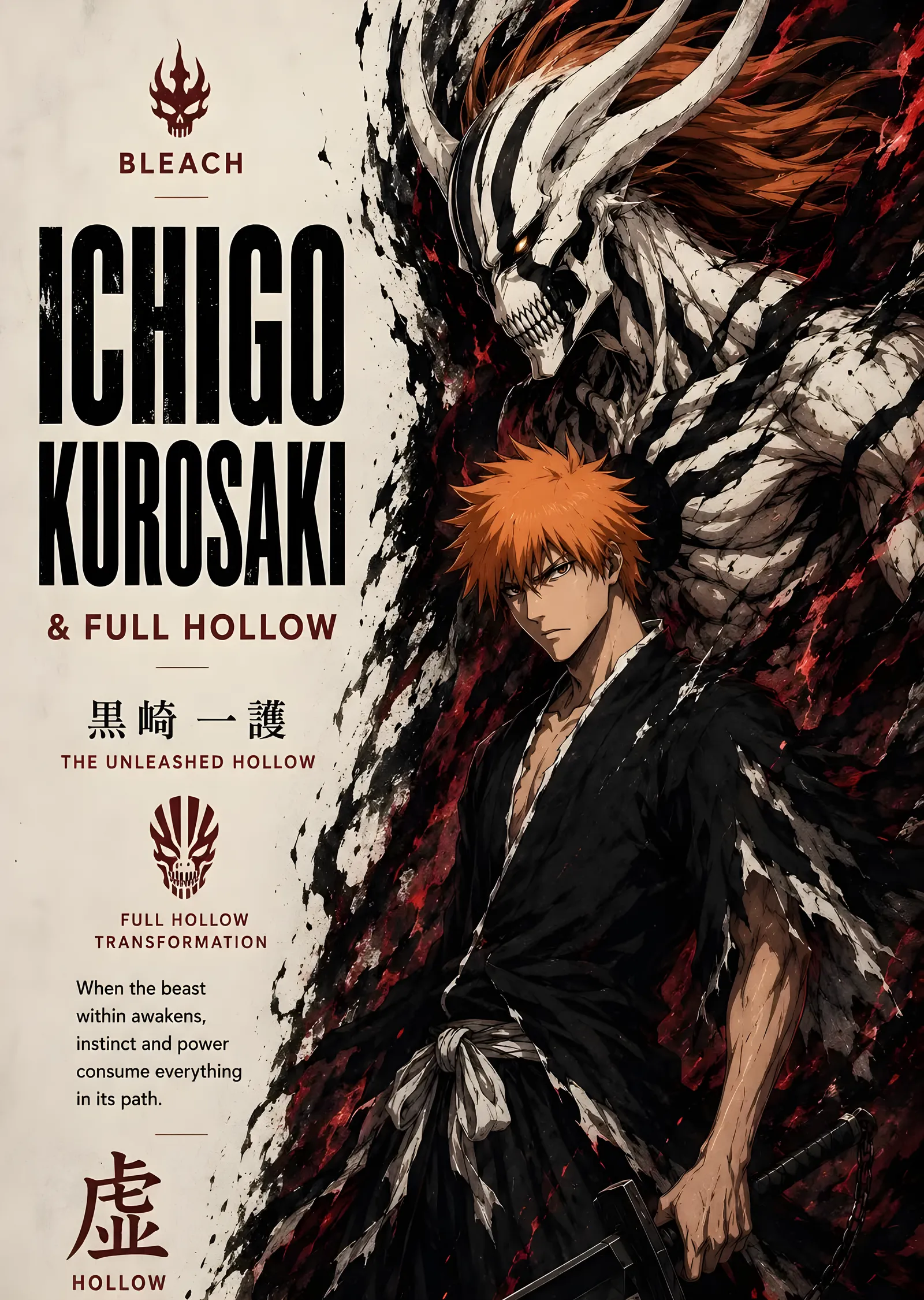 Bleach - Ichigo Kurosaki & Full Hollow metal tablo