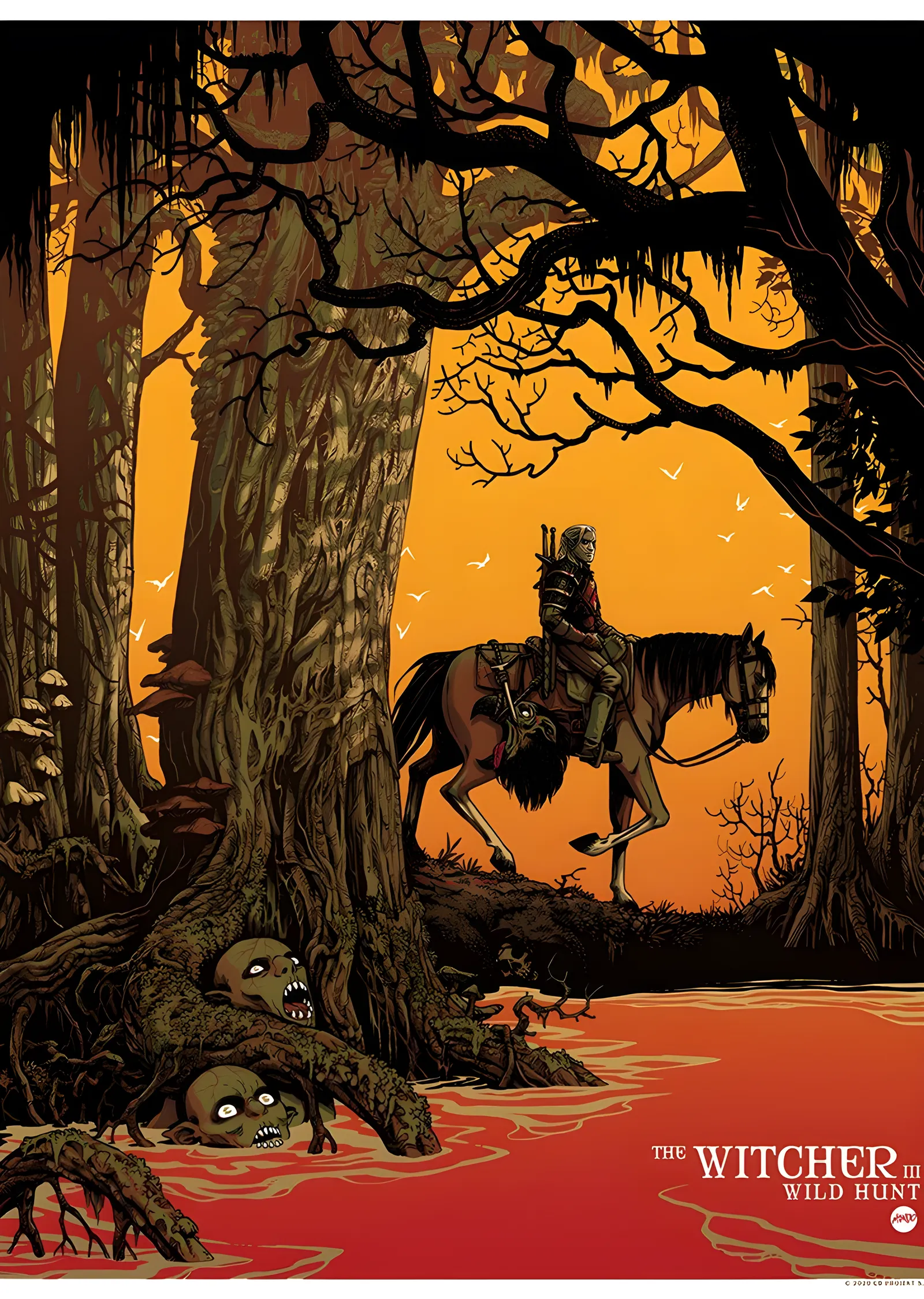The Witcher 3: Wild Hunt - Orman Avı metal tablo