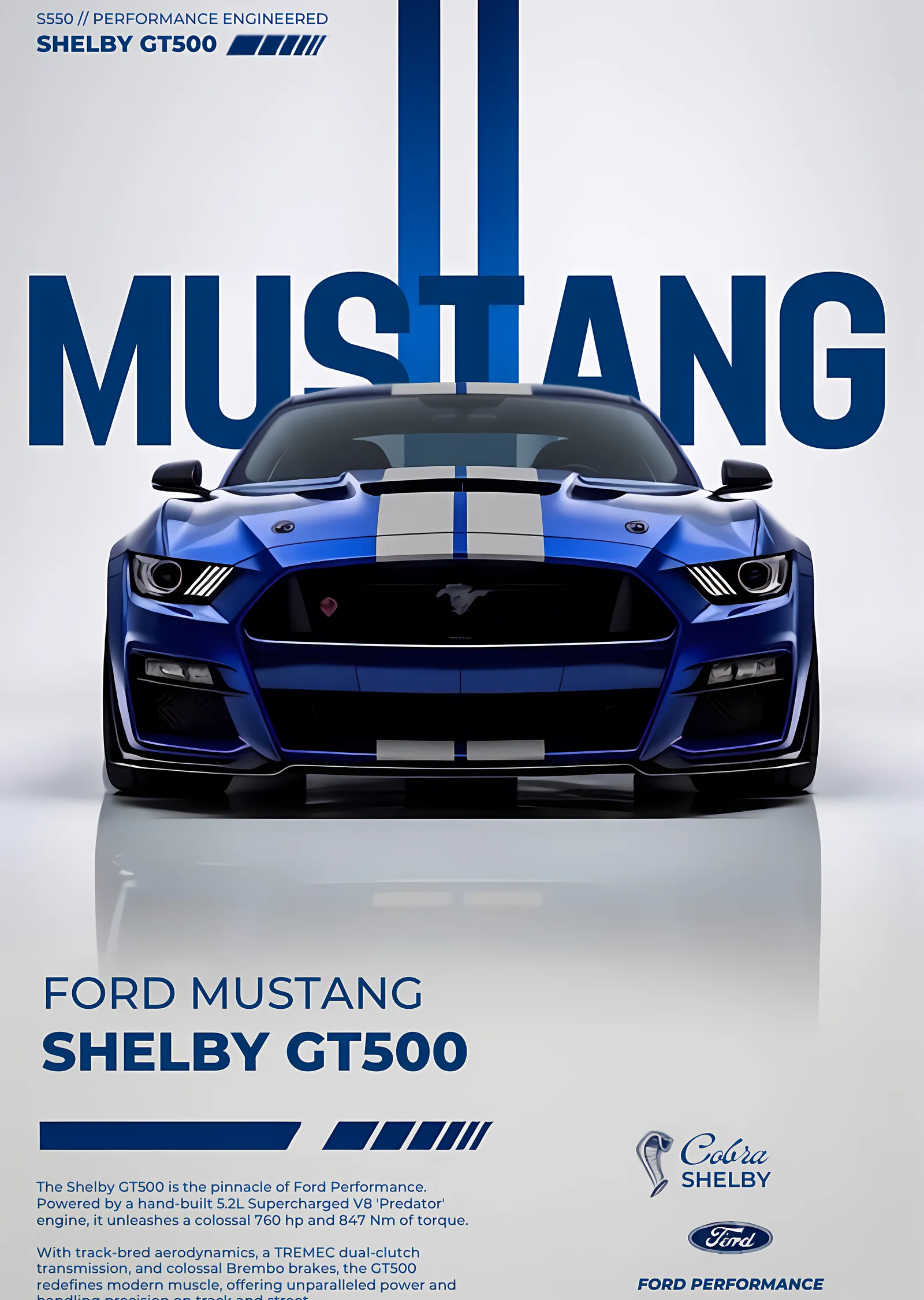 Ford Mustang Shelby GT500 metal tablo
