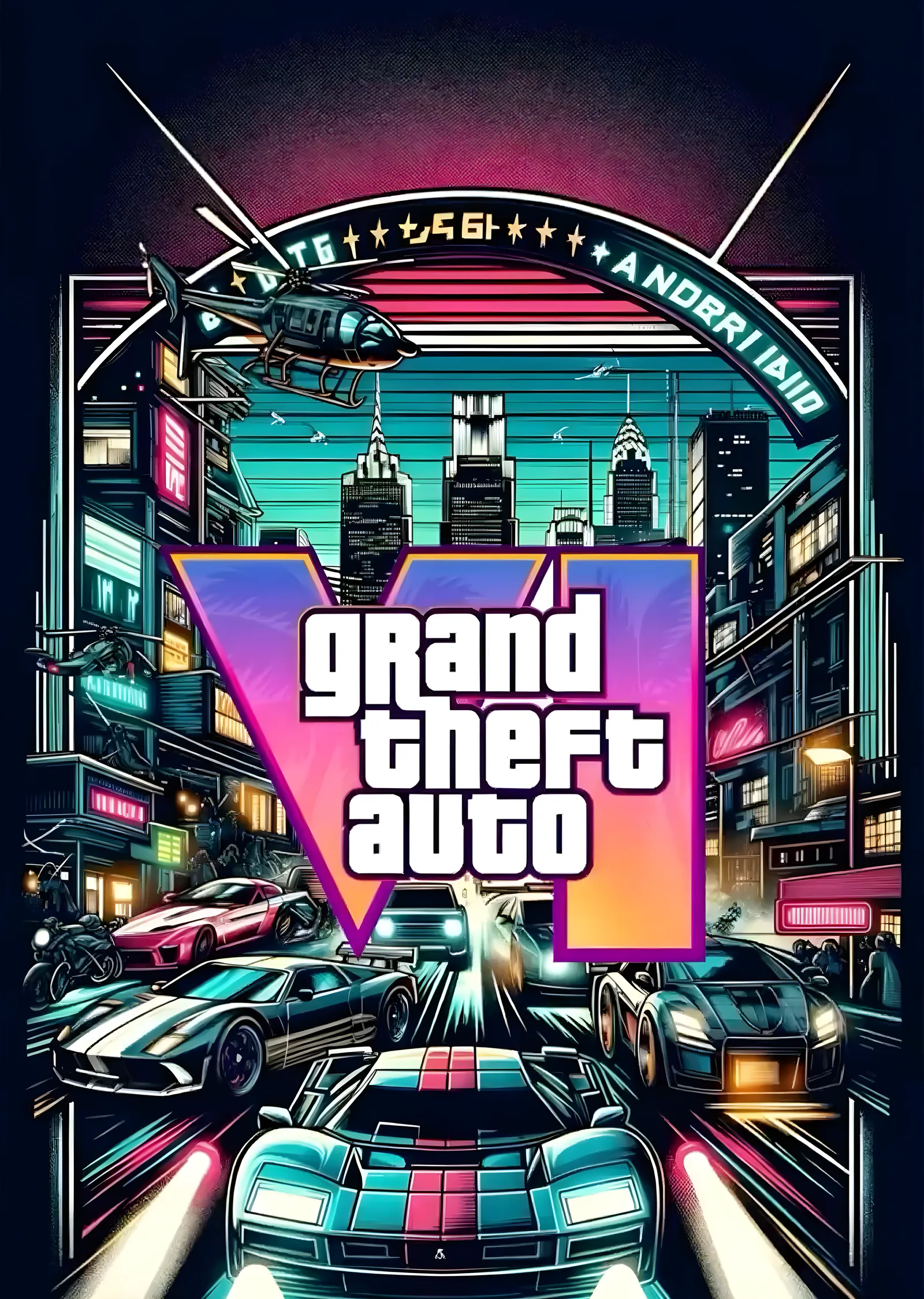 Grand Theft Auto VI - Neon Cadde metal tablo
