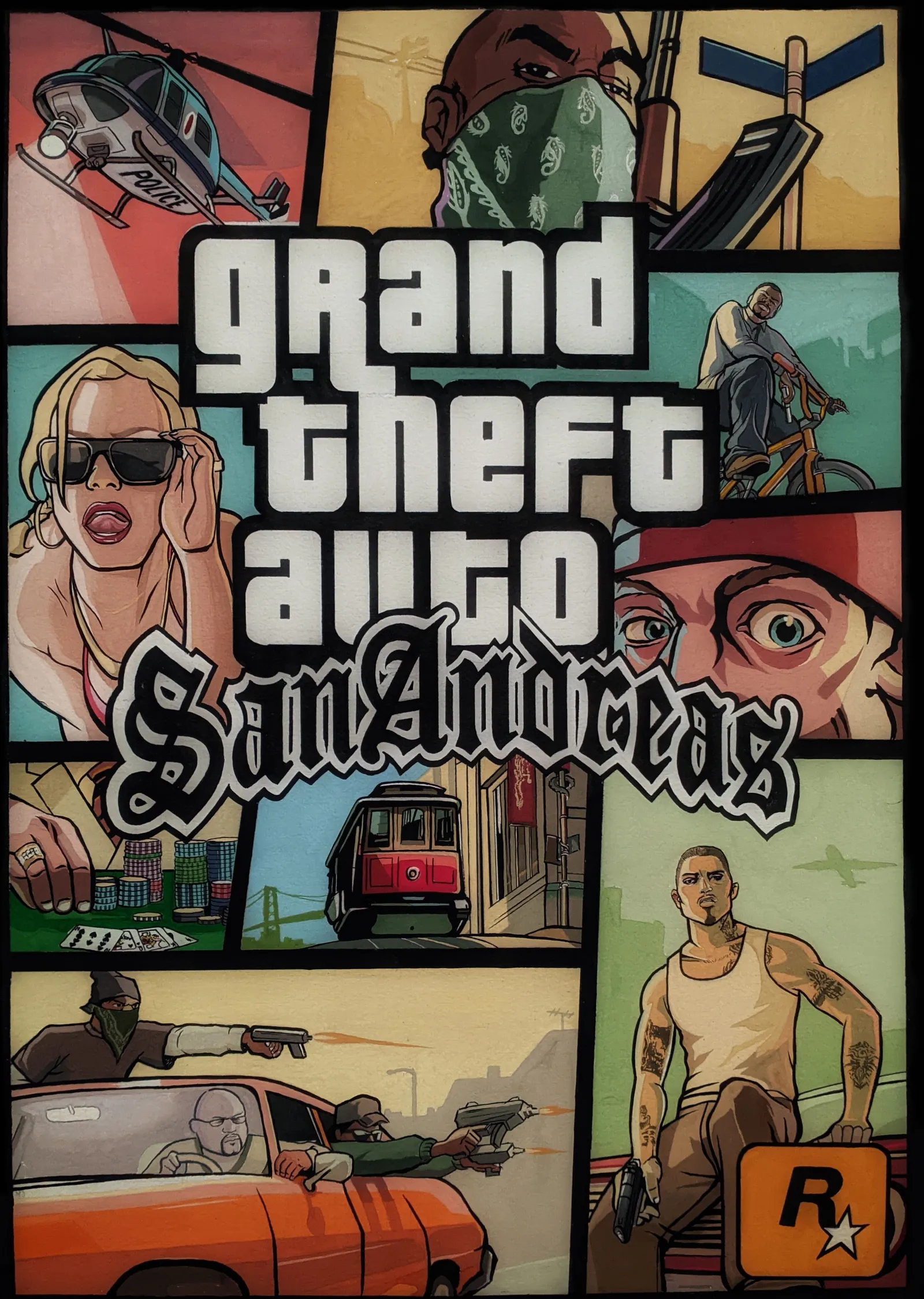 Grand Theft Auto: San Andreas - Siyah Panelli Kolaj metal tablo