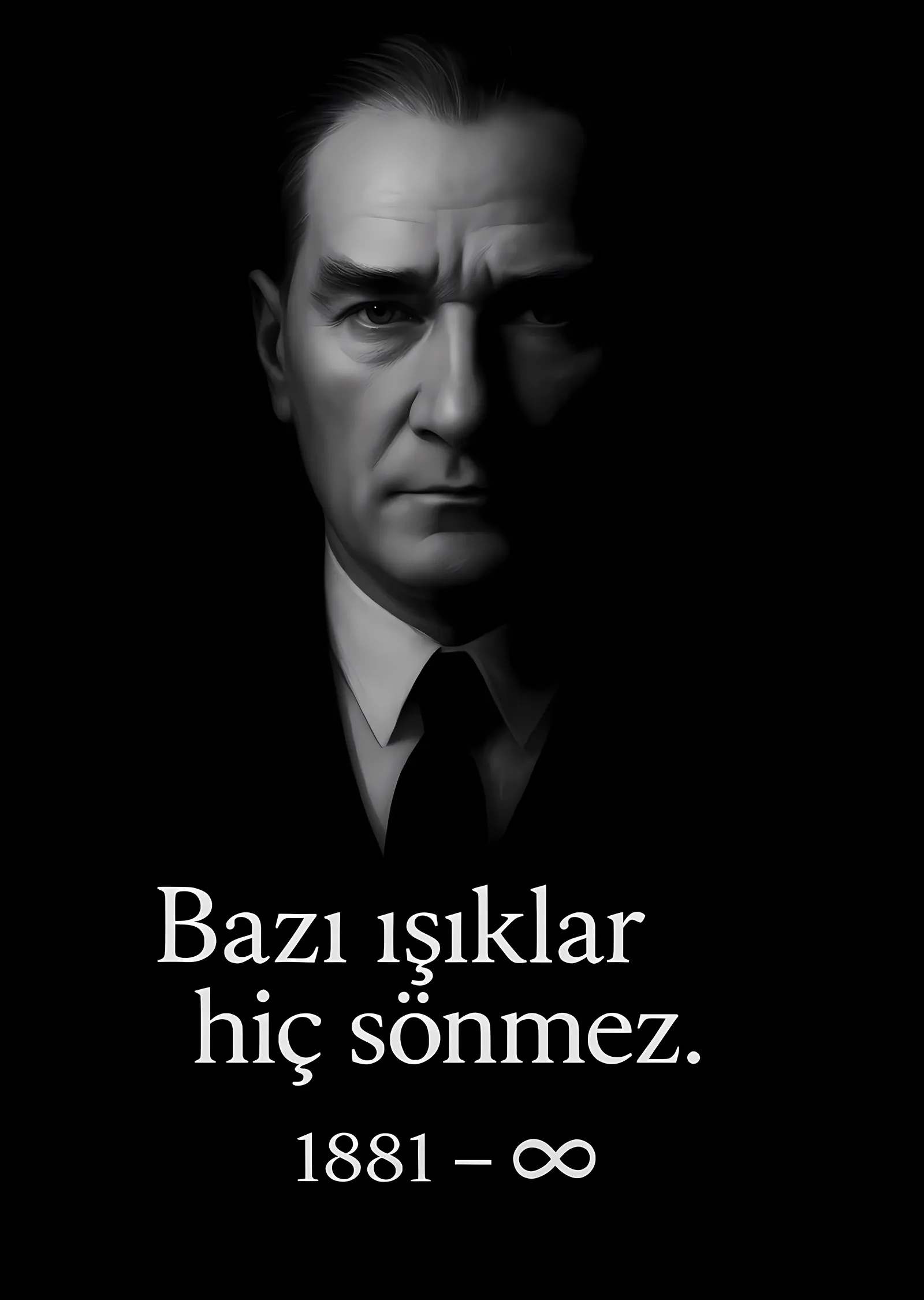 Atatürk: Bazı Işıklar Hiç Sönmez metal tablo