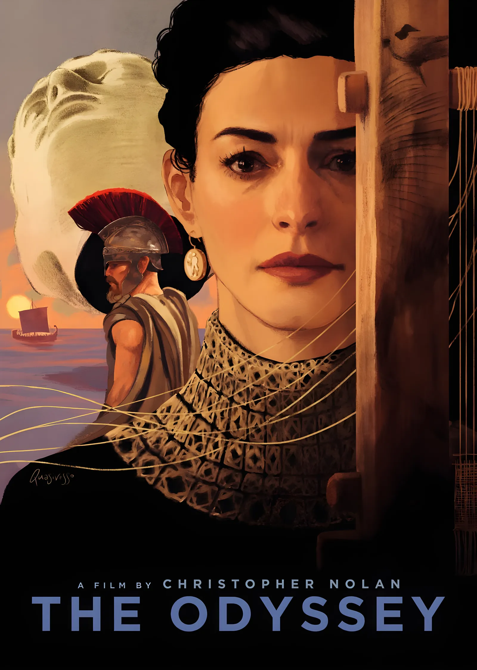 The Odyssey - Kızıl ve Altın Renkli Greko-Romen Kadın metal tablo