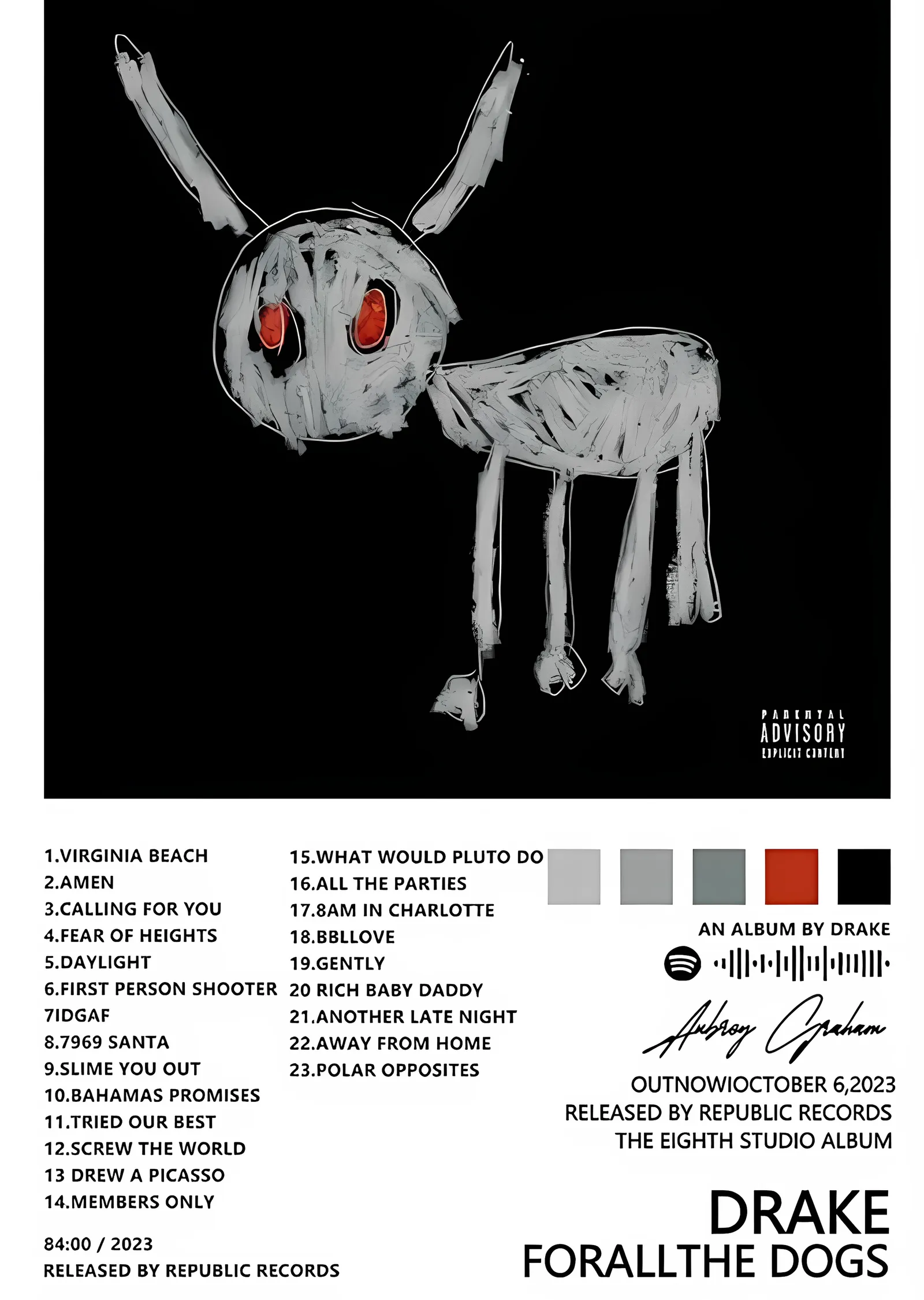 Drake: For All The Dogs Albüm Kapak metal tablo