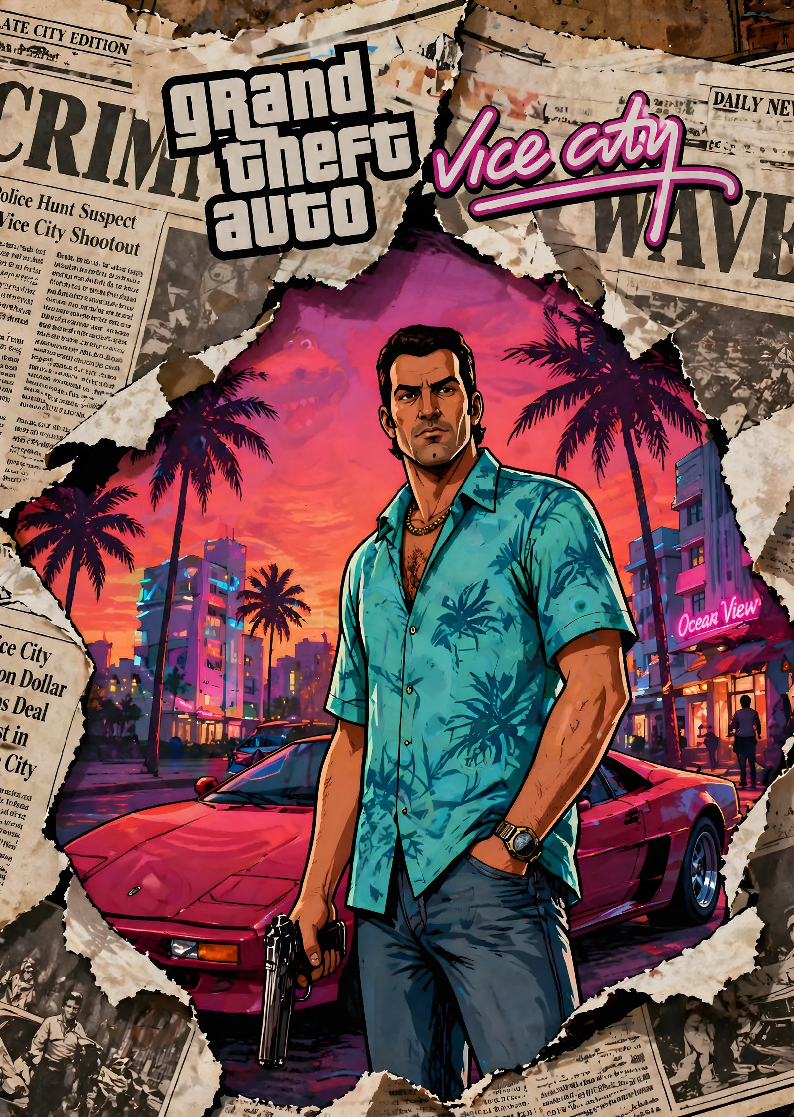 Grand Theft Auto: Vice City Tommy metal tablo