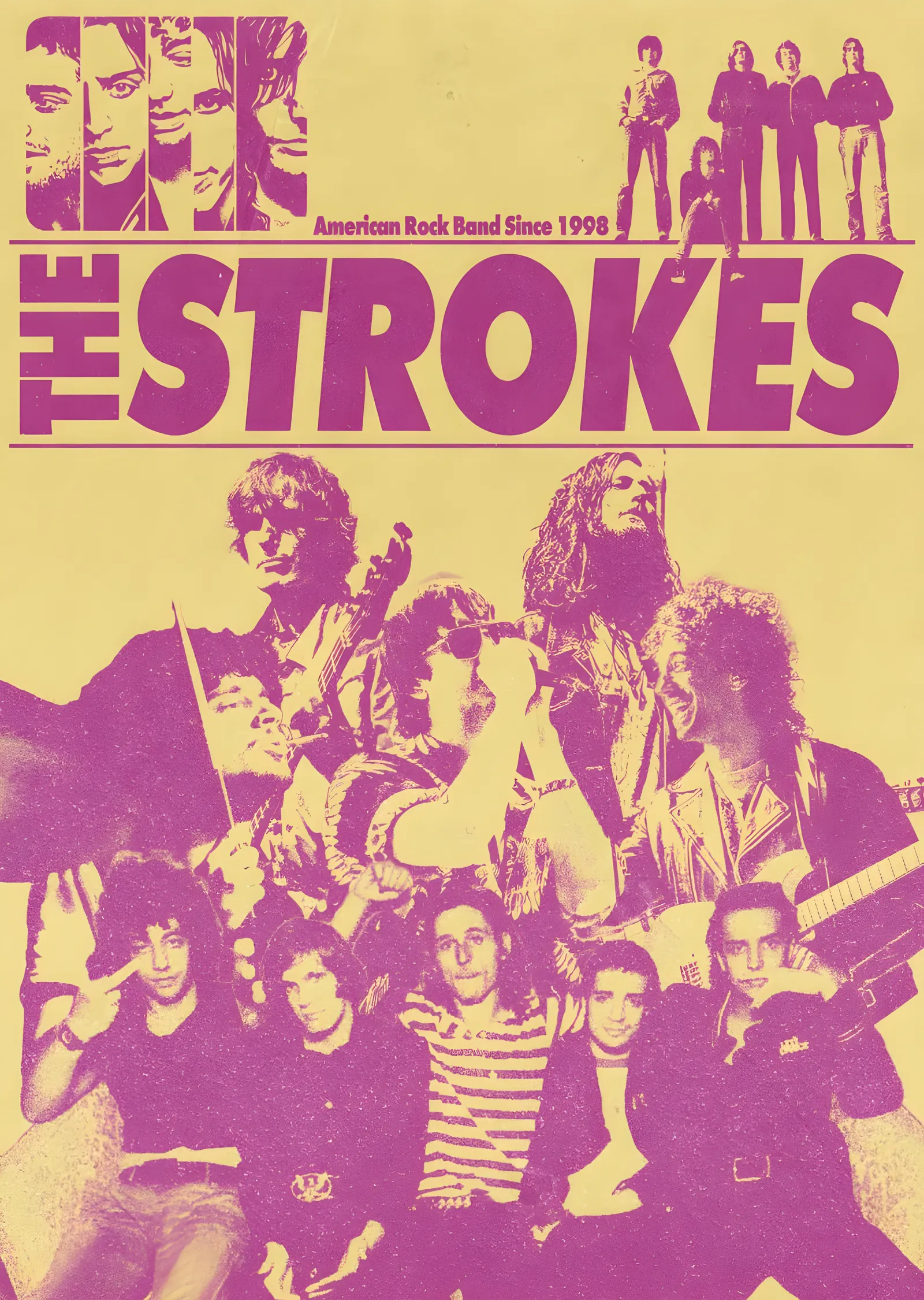 The Strokes: Mor Baskı metal tablo