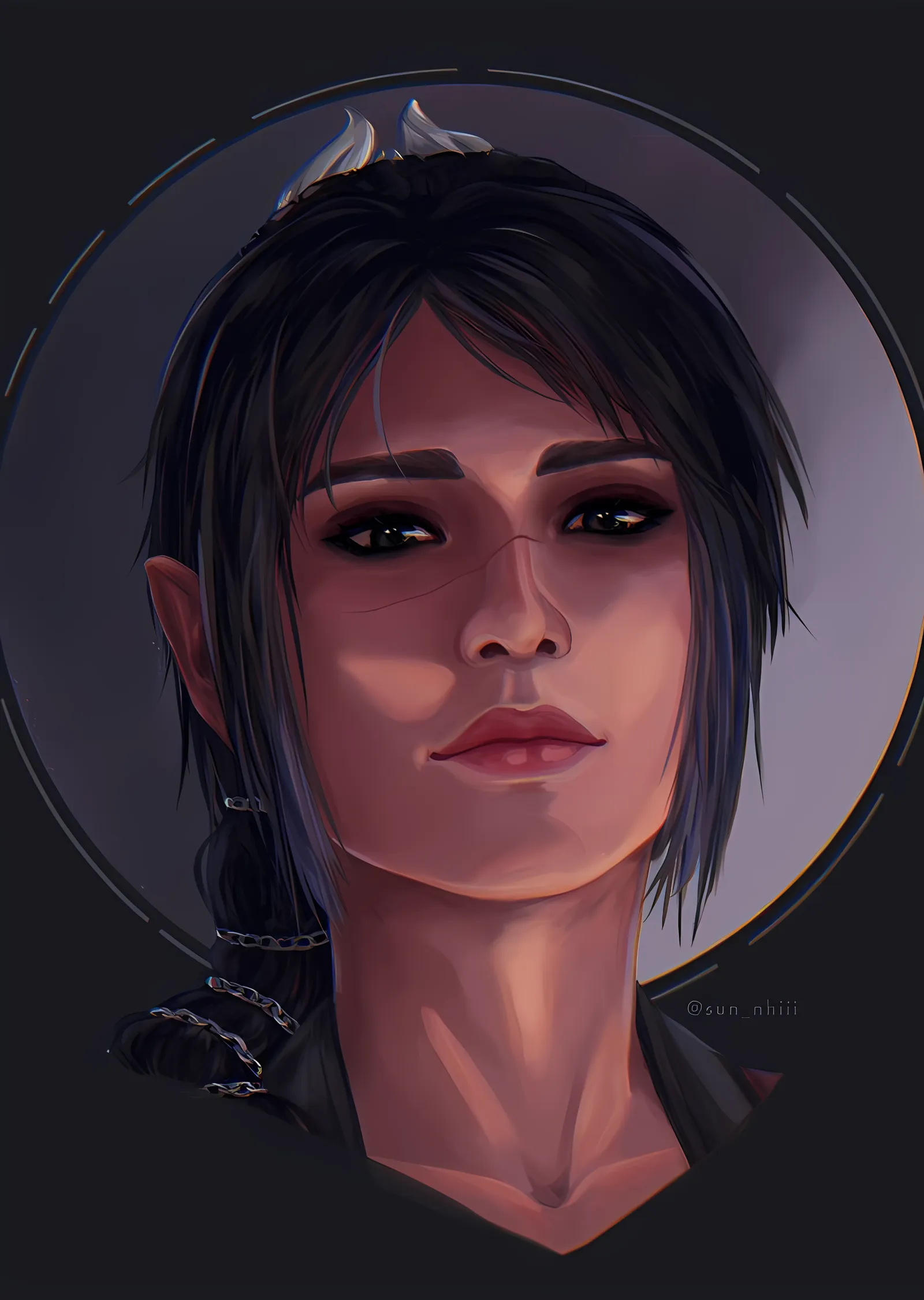 Baldur's Gate 3: Elf Portre Mor metal tablo
