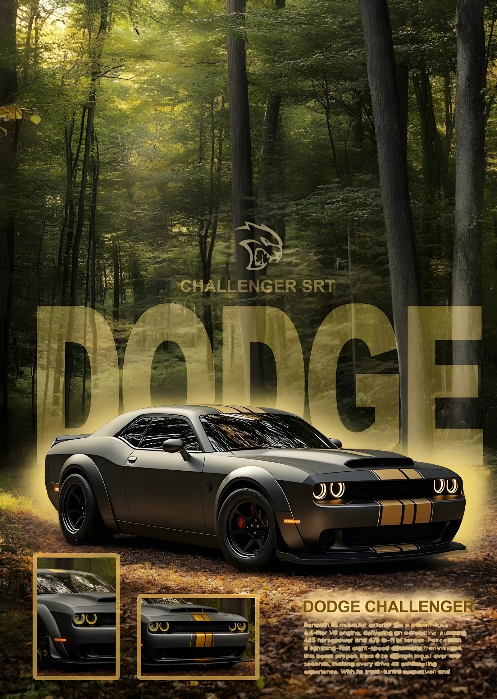Dodge Challenger SRT - Orman metal tablo