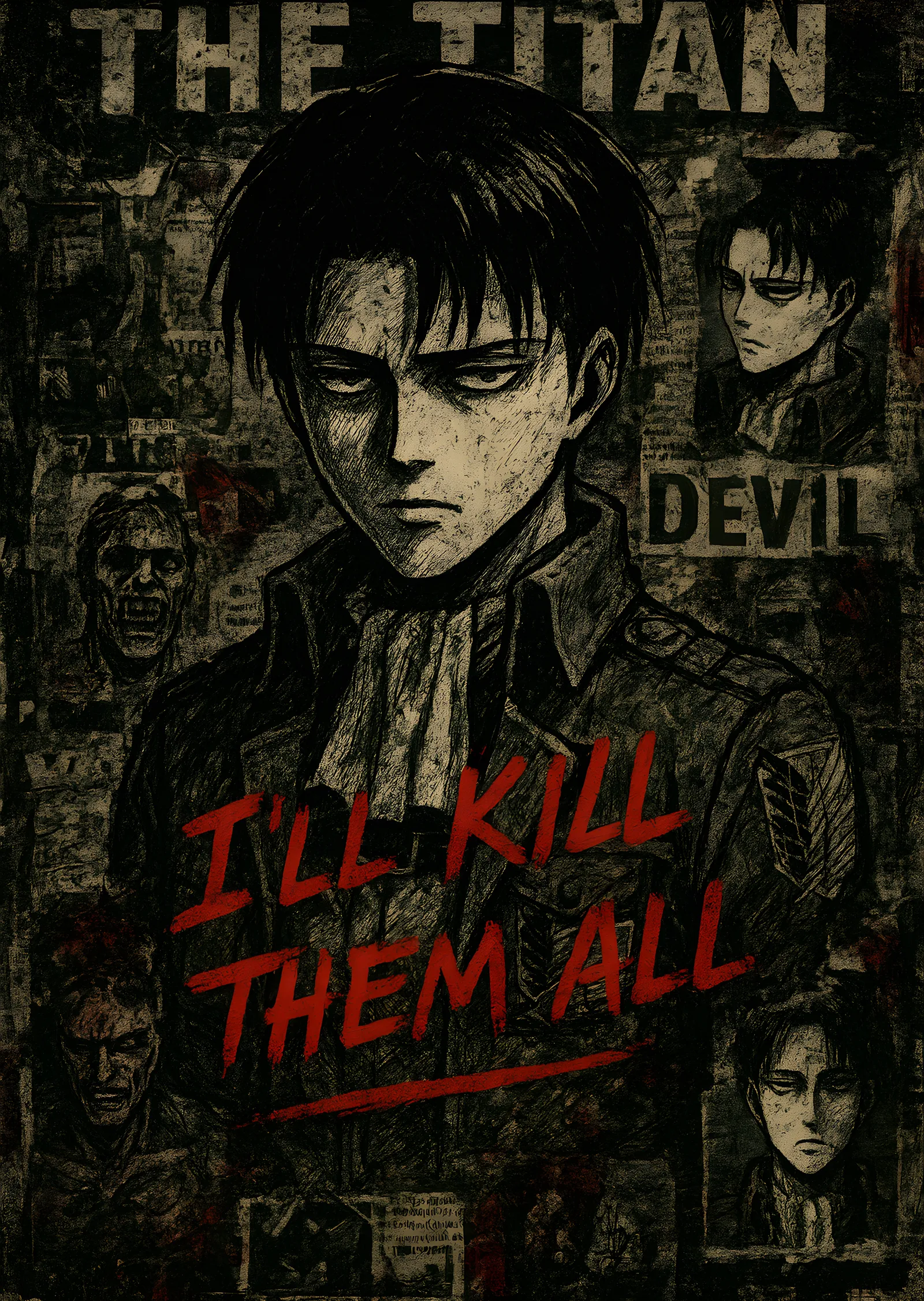 Levi Ackerman: Hepsini Öldüreceğim metal tablo
