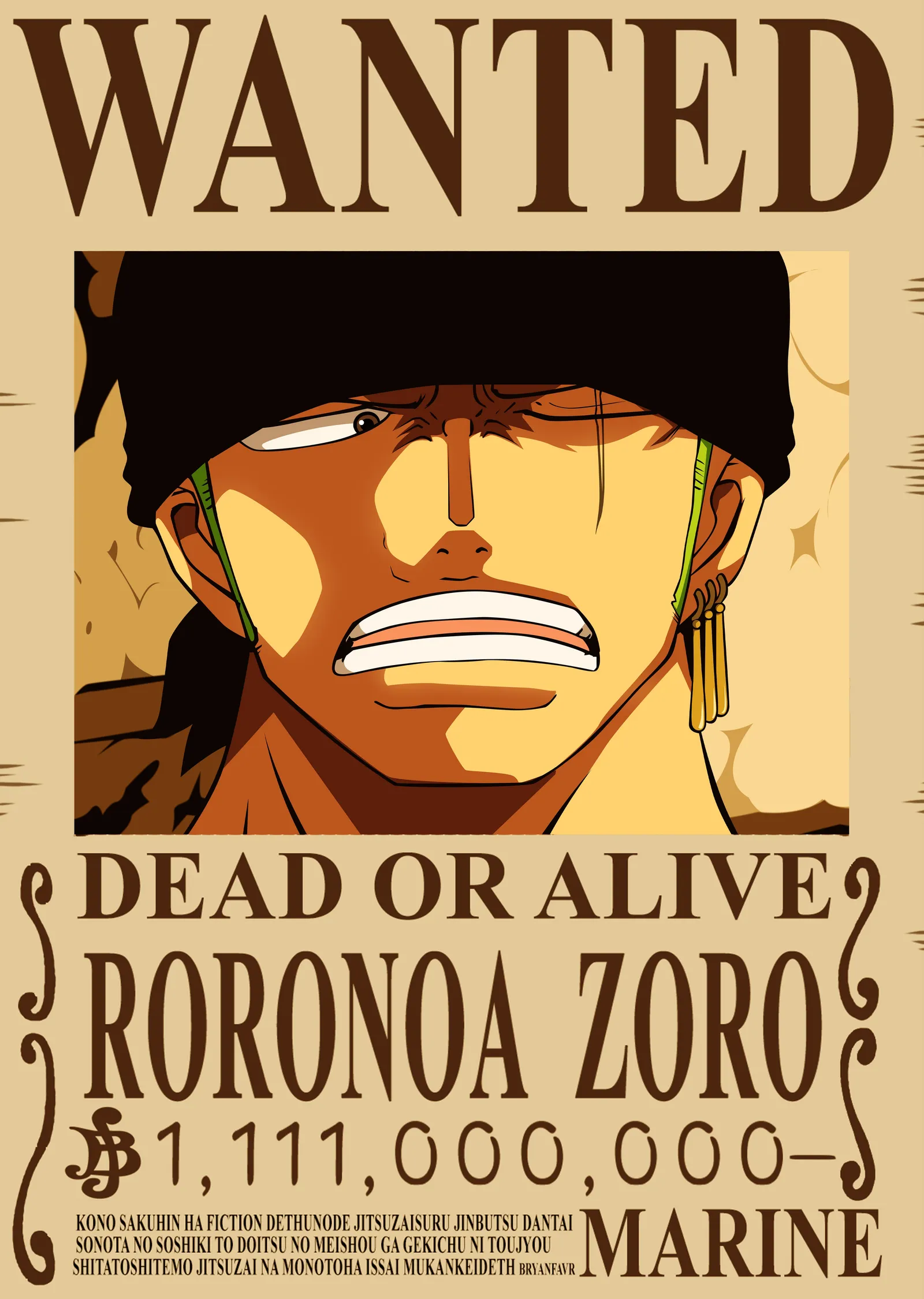 Roronoa Zoro: Avlanan Korsan metal tablo