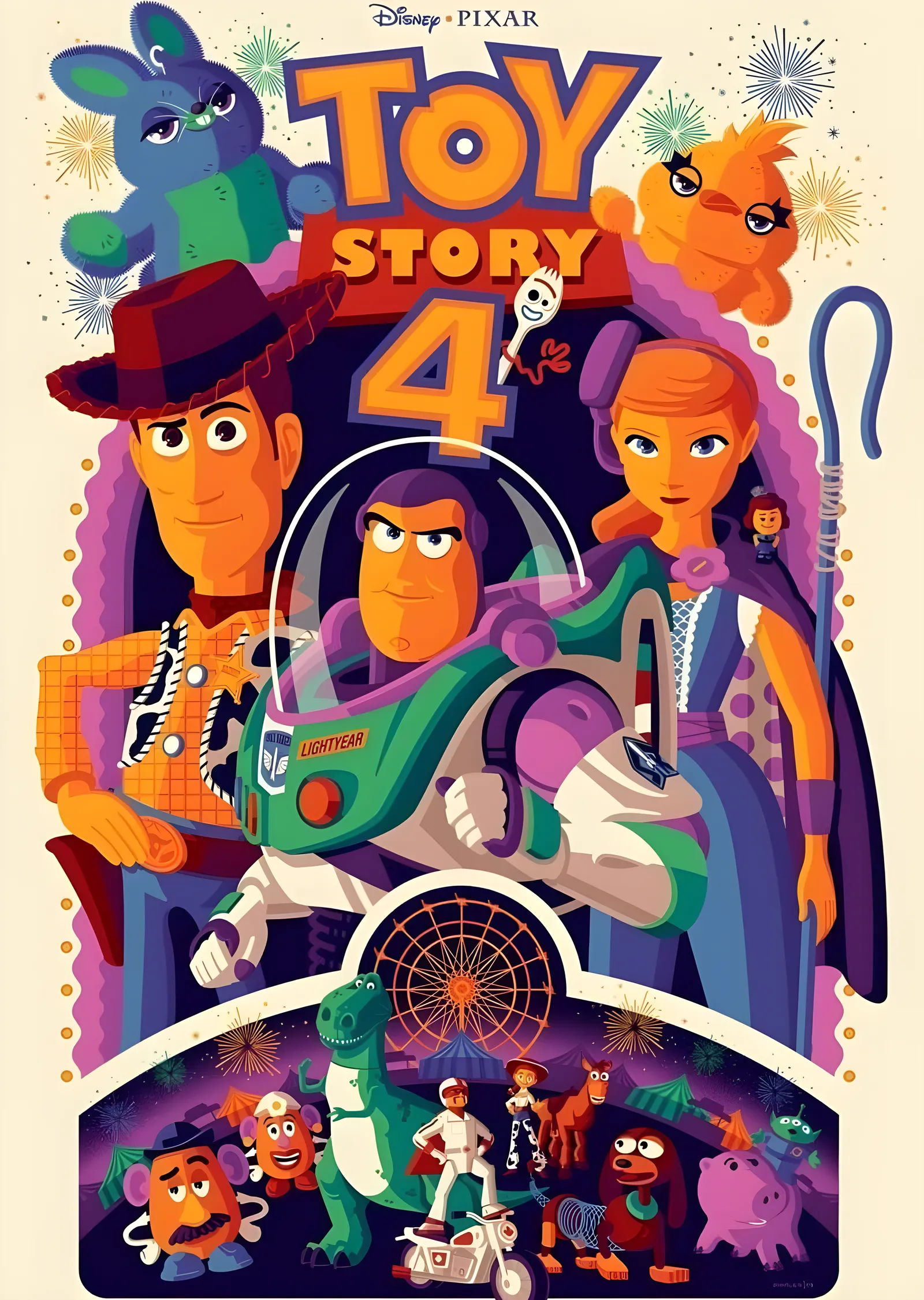 Toy Story 4 - Retro Grafik Afiş metal tablo