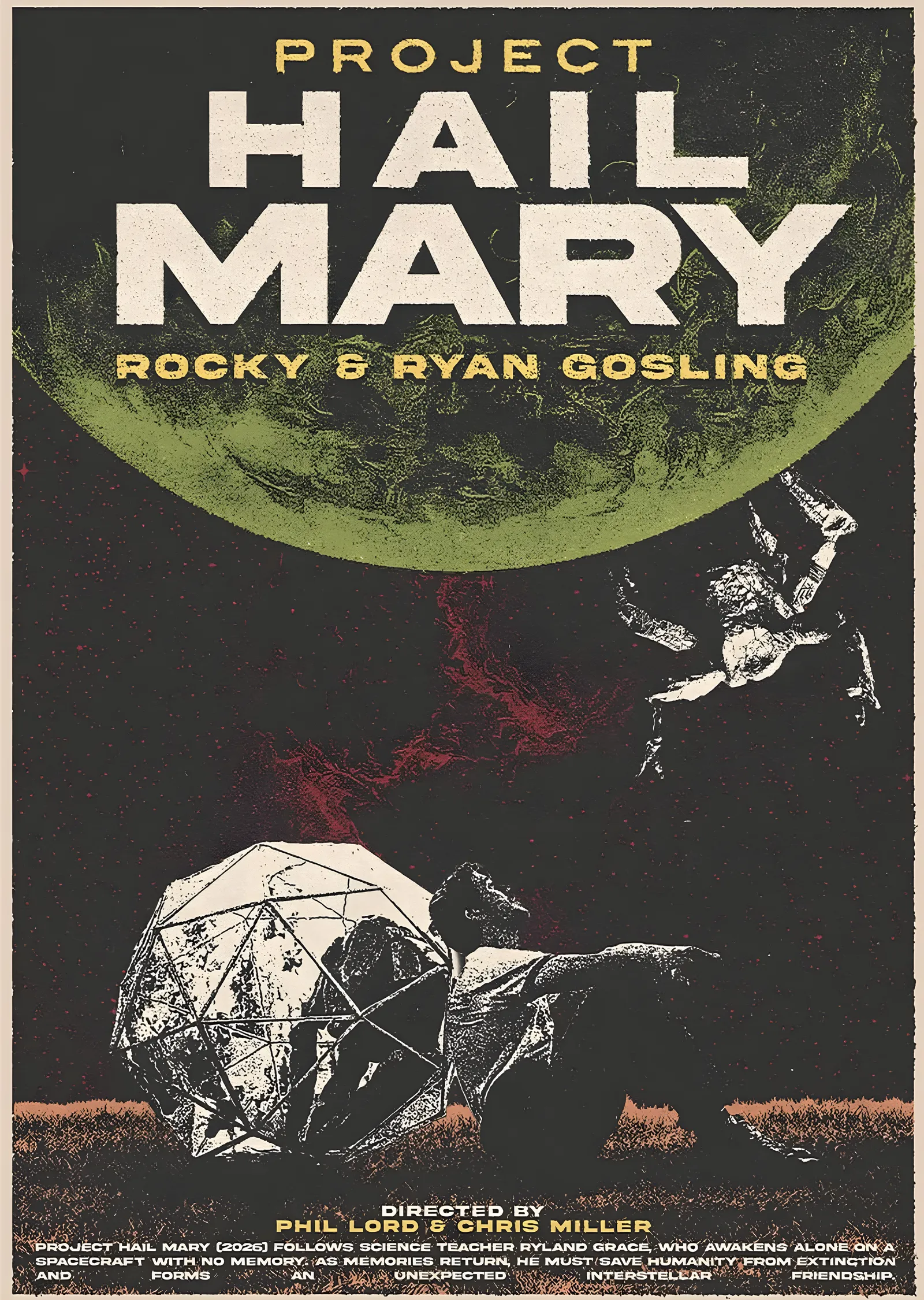 Project Hail Mary - Rocky ve Ryan Gosling metal tablo