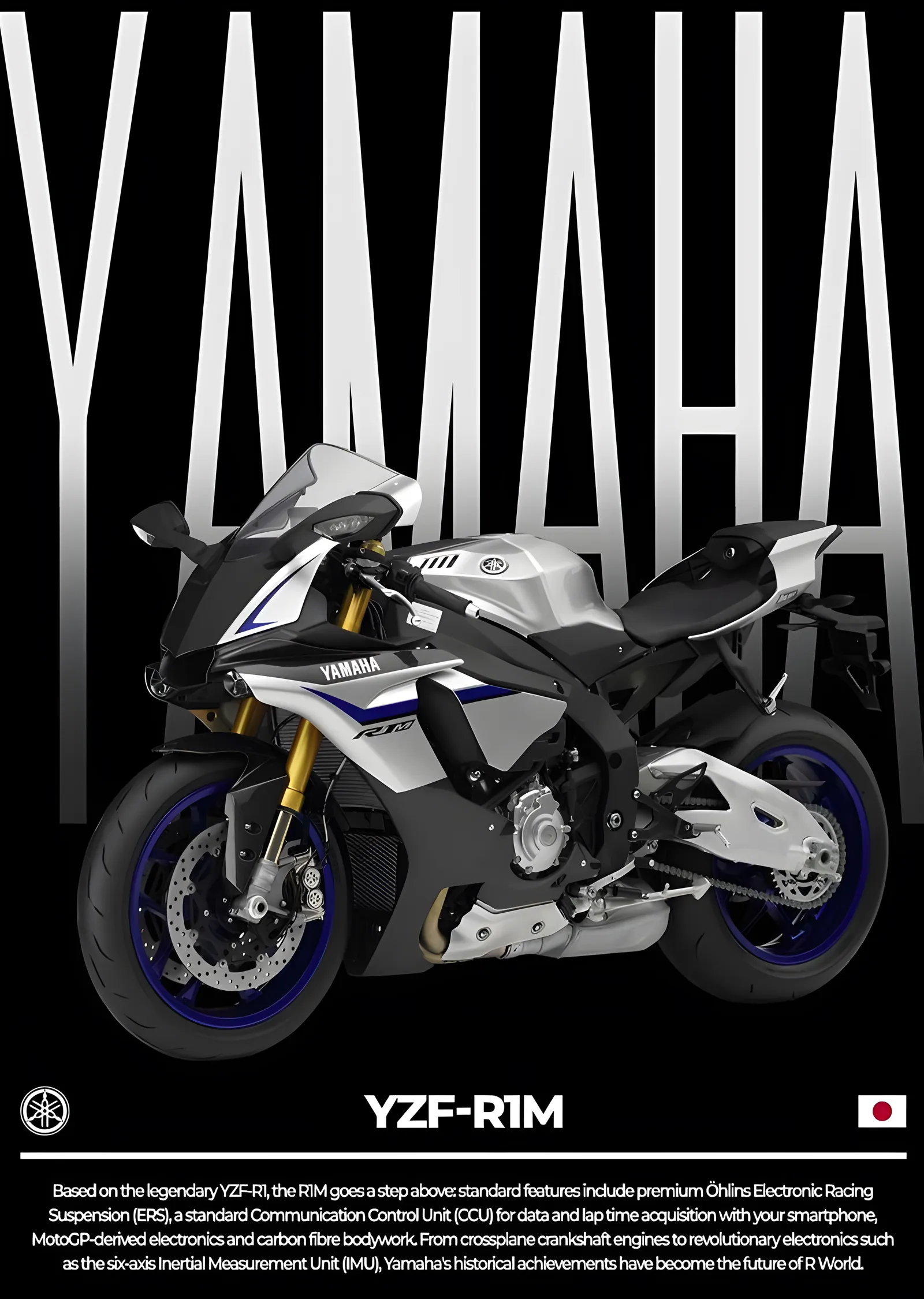Yamaha YZF-R1M - Beyaz Zemin metal tablo