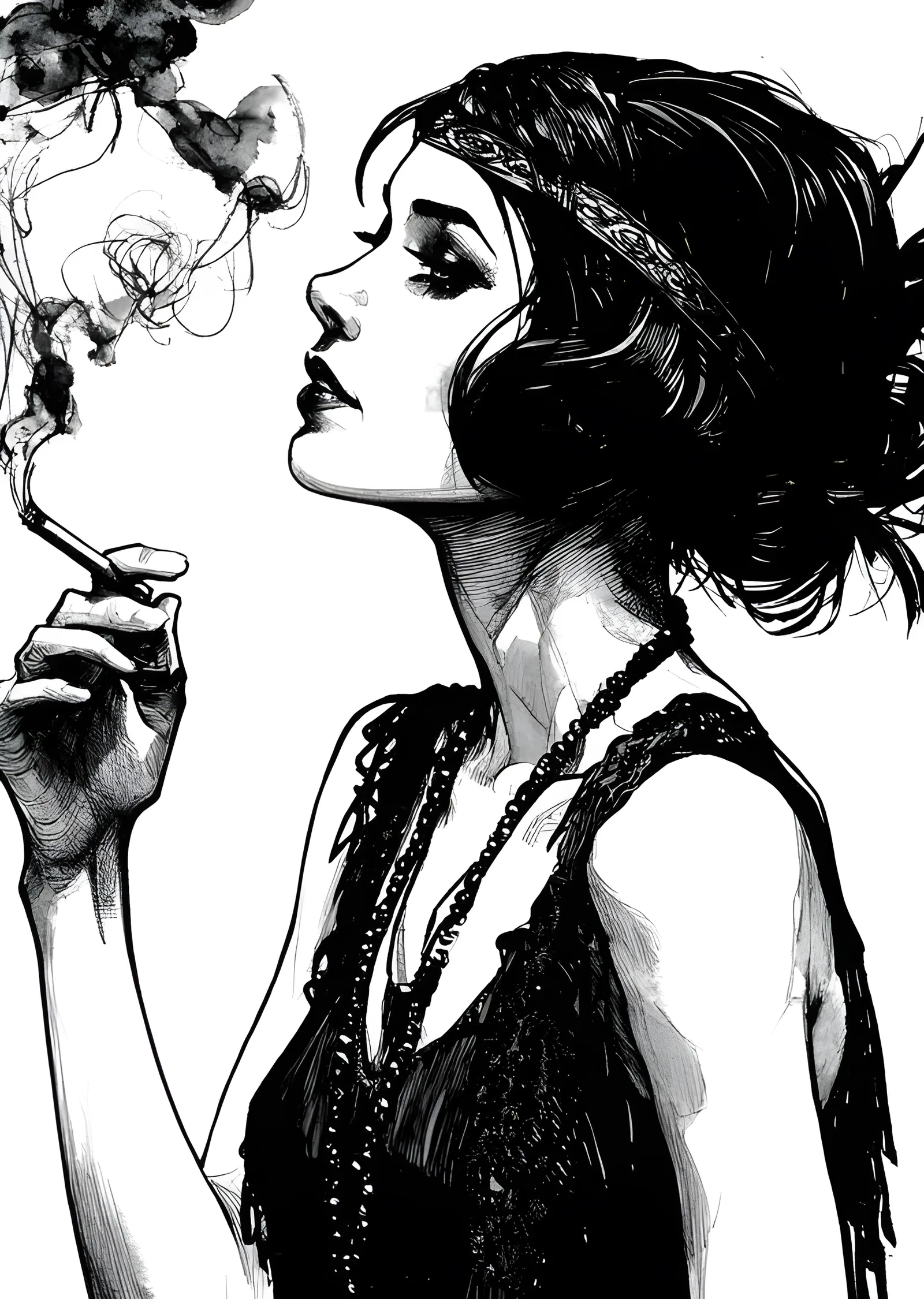 1920'ler Flapper İllüstrasyonu metal tablo